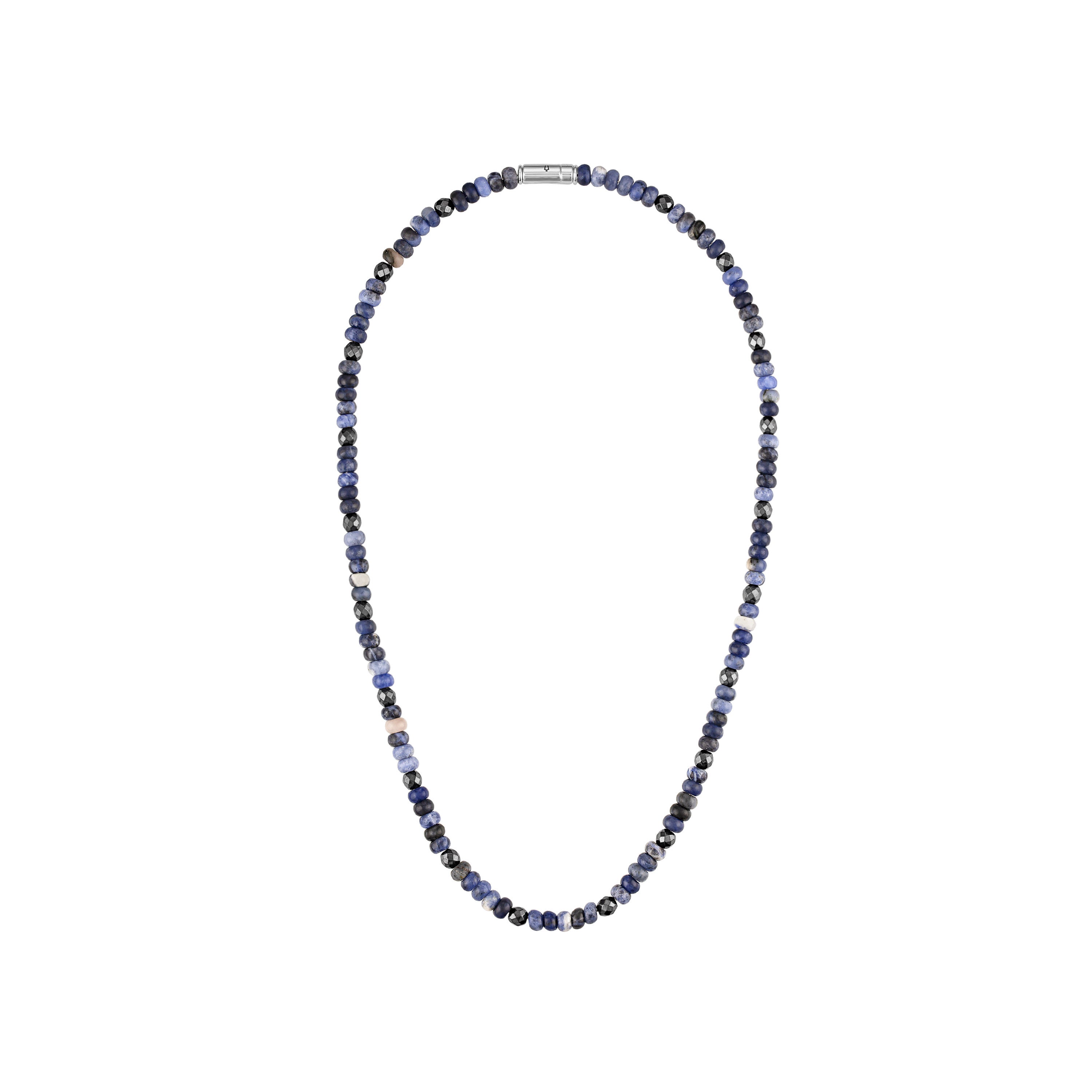 Classic Blue Sodalite & Hematite Beaded Necklace 22"