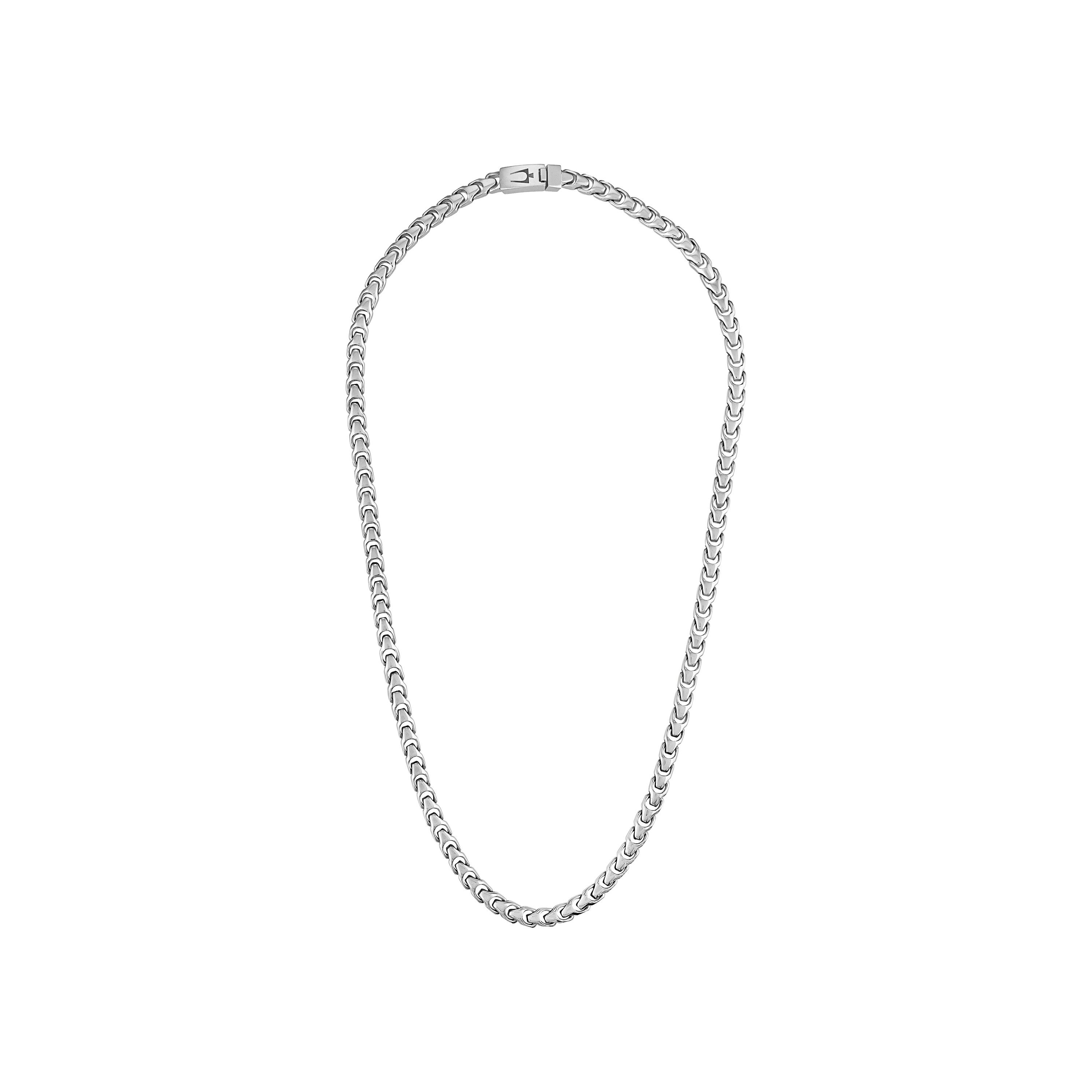 Bulova Link 6mm Polished Stainless Steel Necklace - 22" Silver-Tone