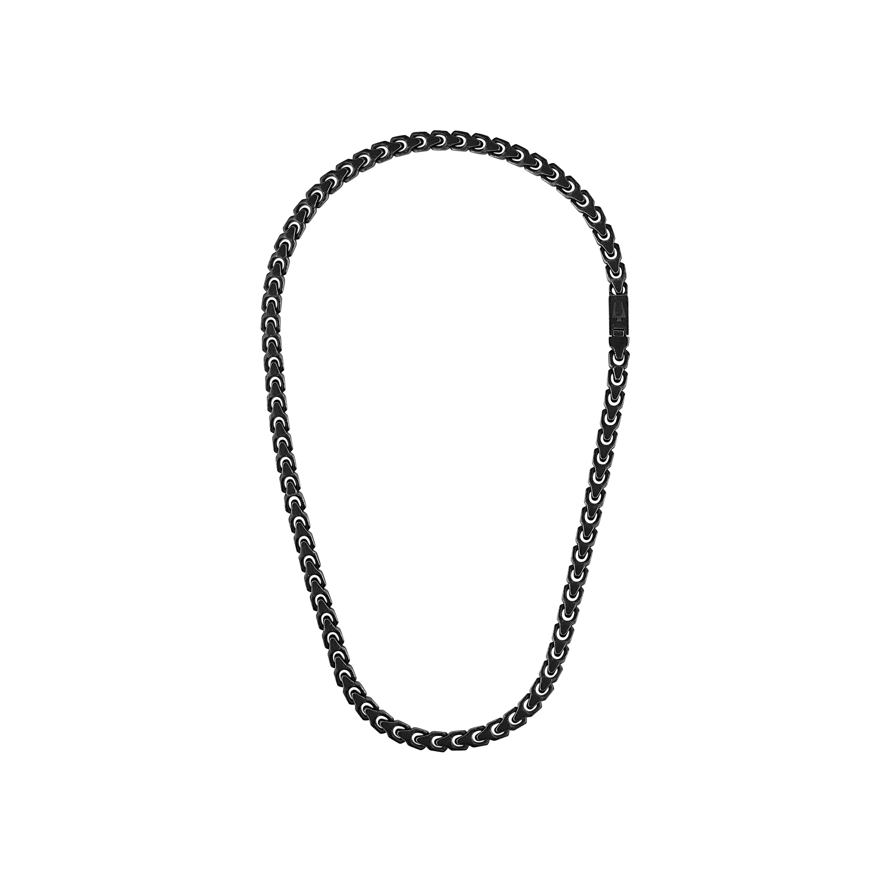 Bulova Link 8mm Antiqued Stainless Steel Necklace - 24" Black-Tone