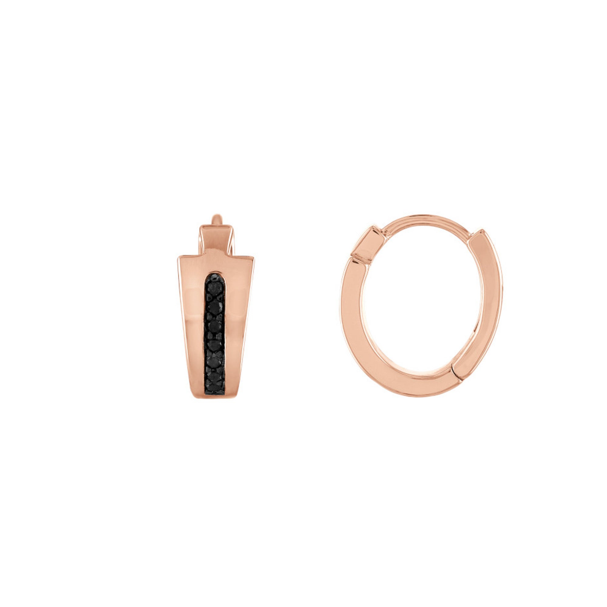 Latin GRAMMY Rose-Gold Sterling Silver & Black Diamond Hoop Earrings