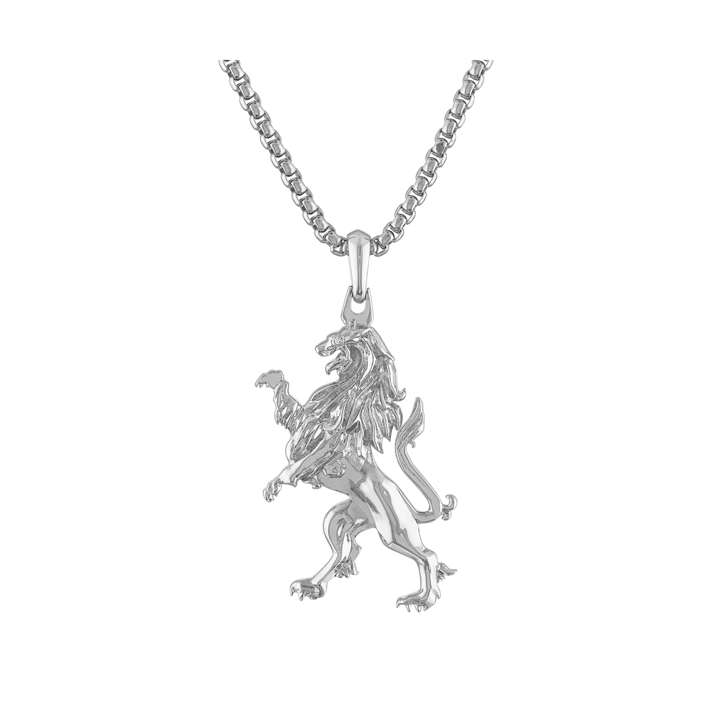Crest of Bohemia Sterling Silver Lion Pendant Necklace 24"-26"