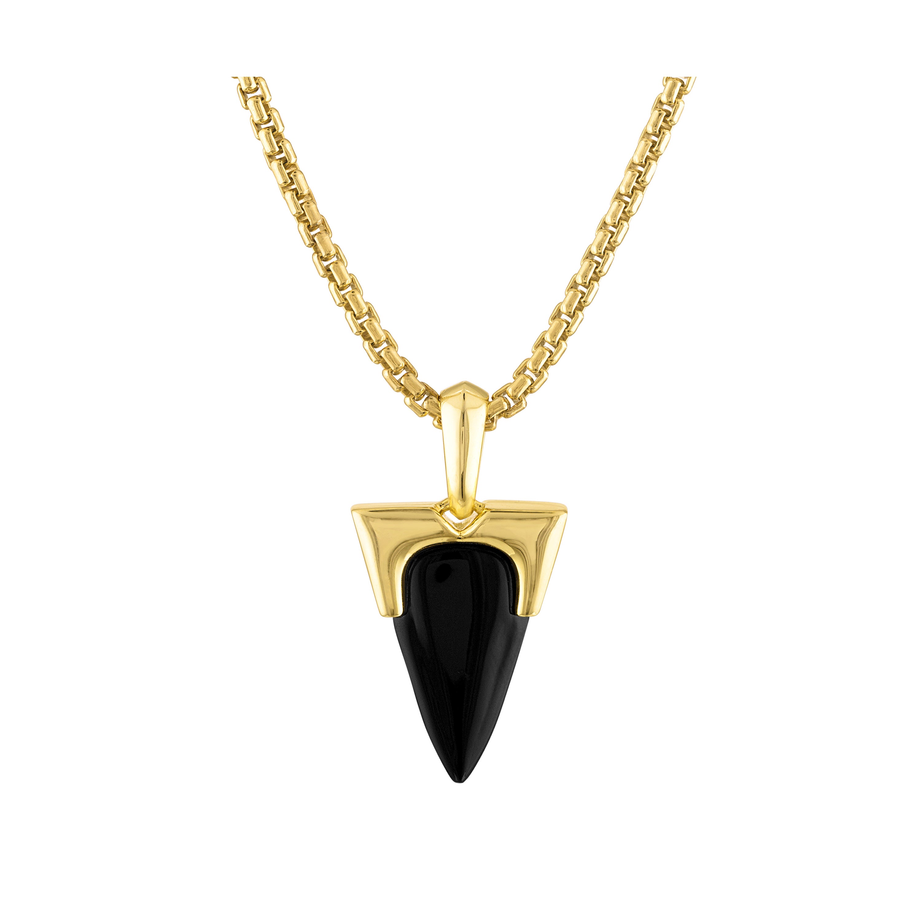 Icon Black Onyx & Gold-Tone Arrowhead Pendant Necklace 24"-26"