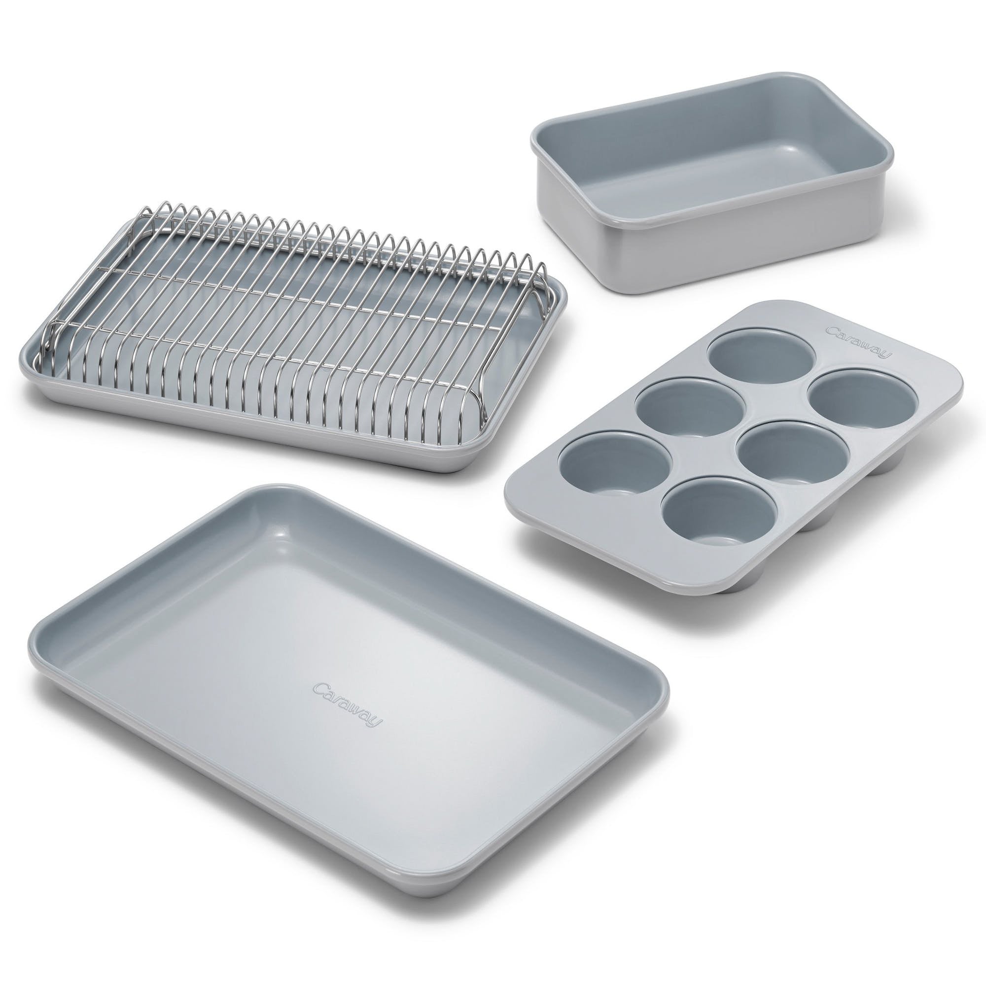 Mini Bakeware Set w/ Storage Organizer Gray
