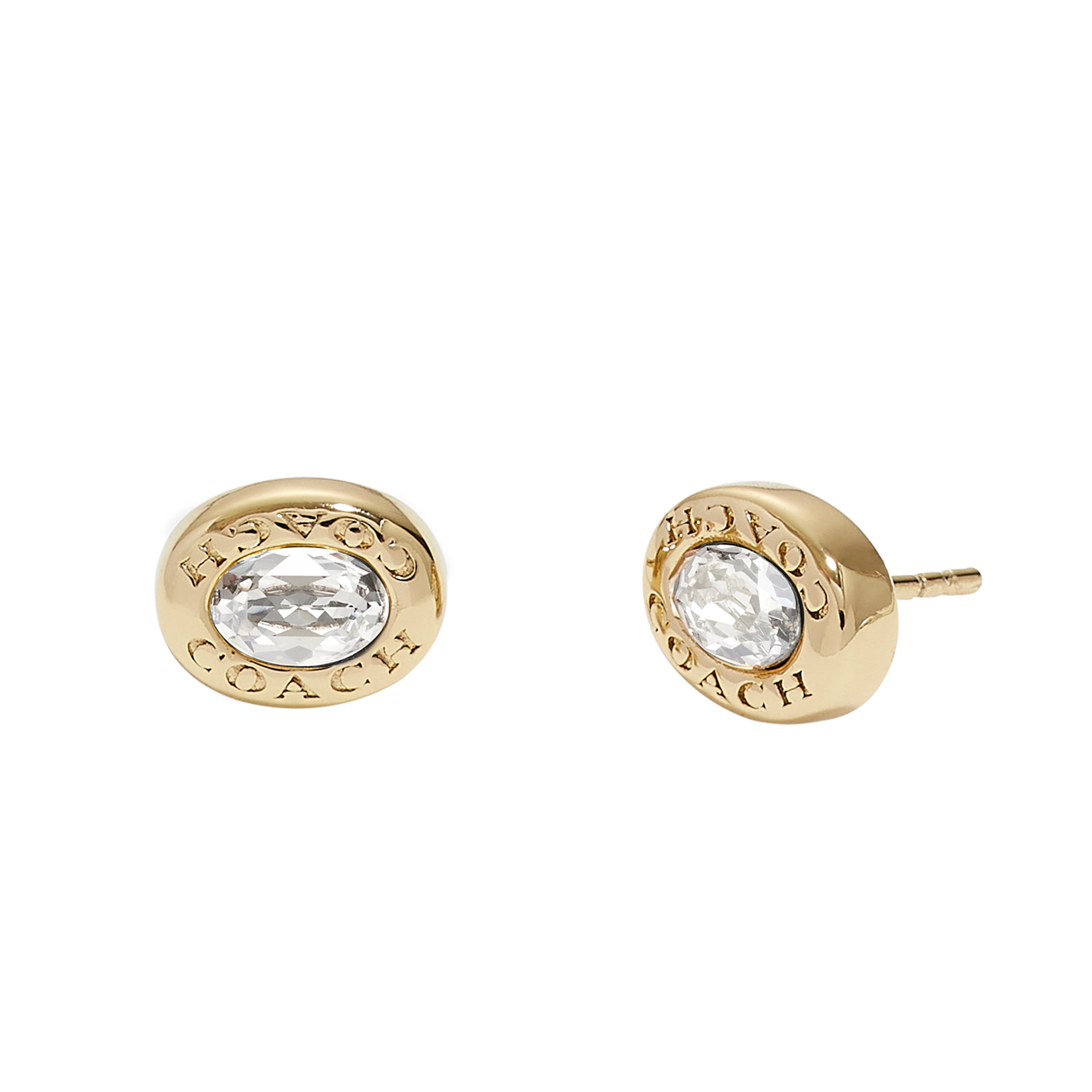 Signature Logo Stud Earrings Gold