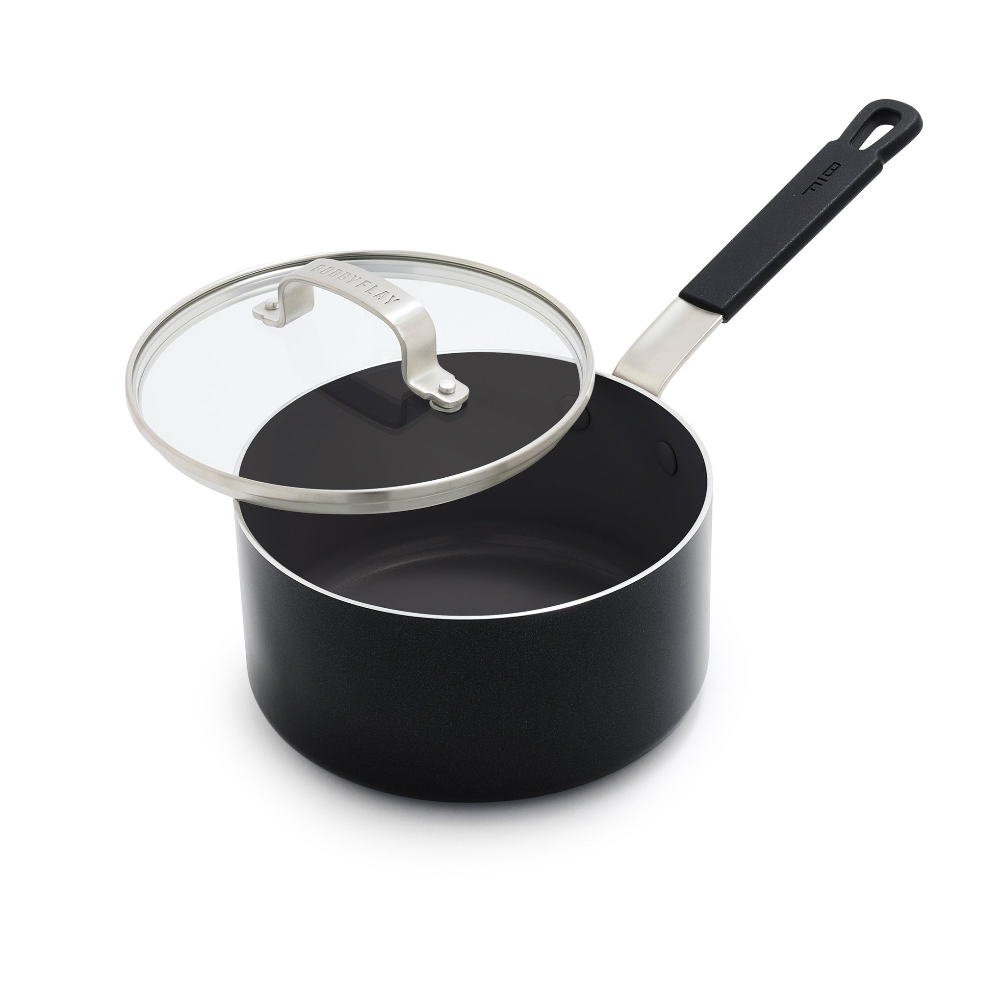 Professional Ceramic Nonstick Aluminum 2.53qt Saucepan w/ Lid Black