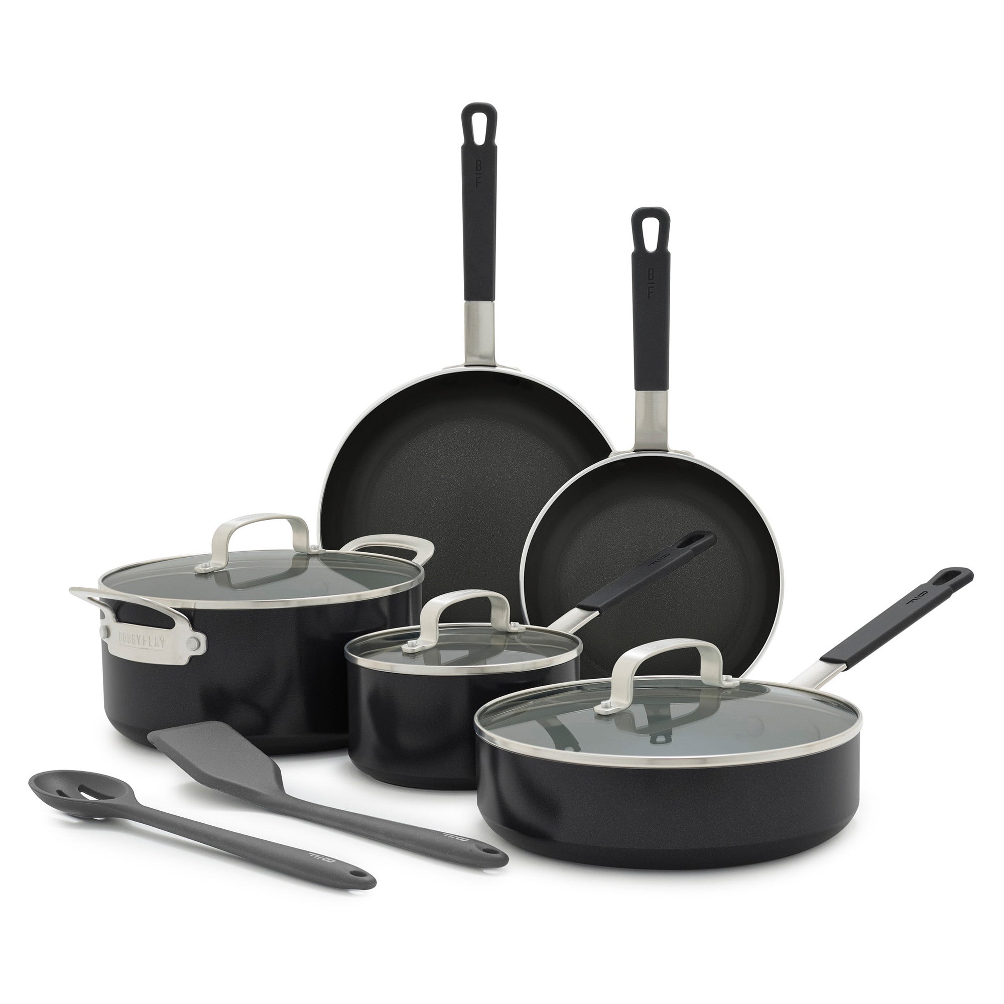 Bobby Flay Professional Ceramic Nonstick Aluminum 10pc Cookware Set Black