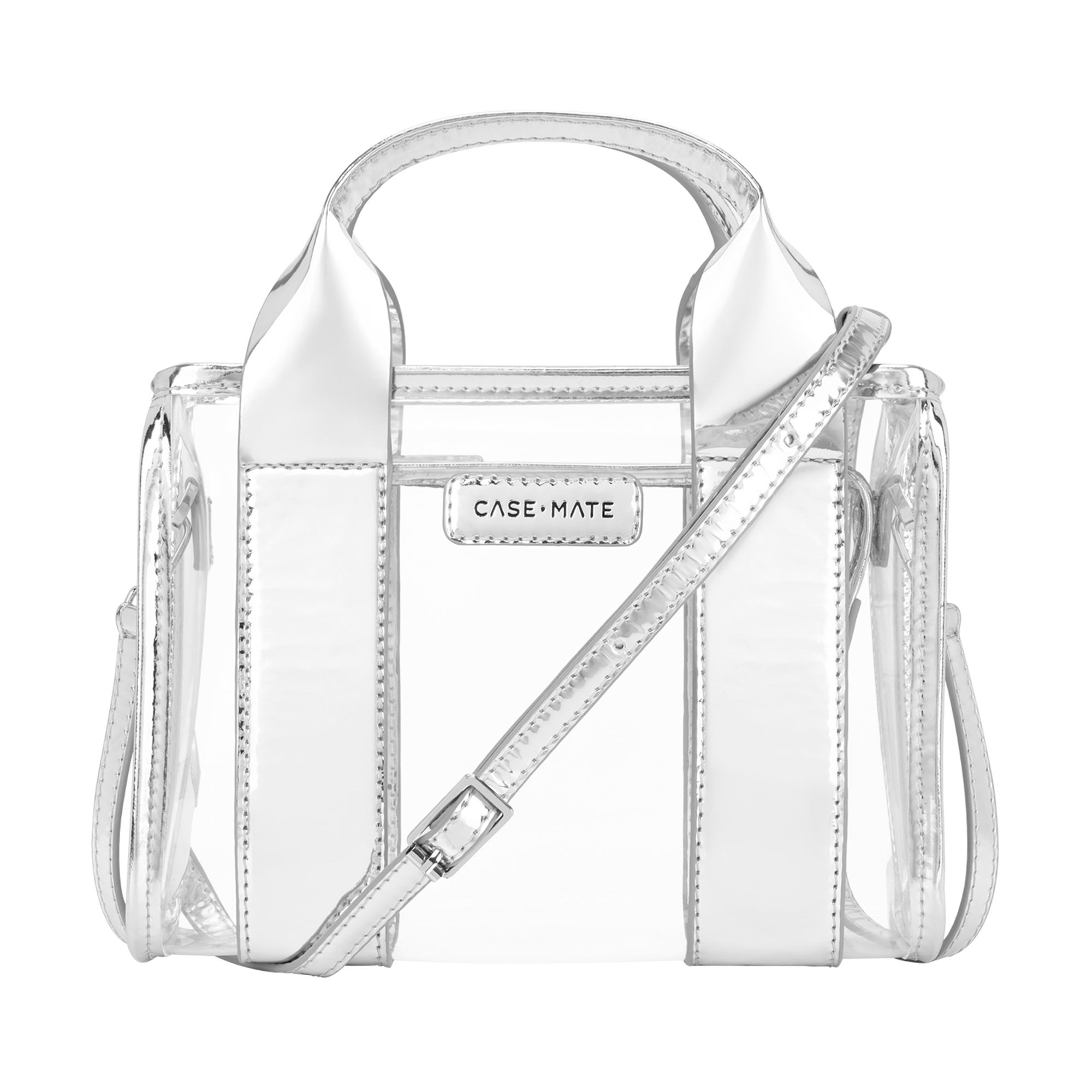 Jelly Stadium Micro Tote w/ Strap - Silver Chrome/Clear