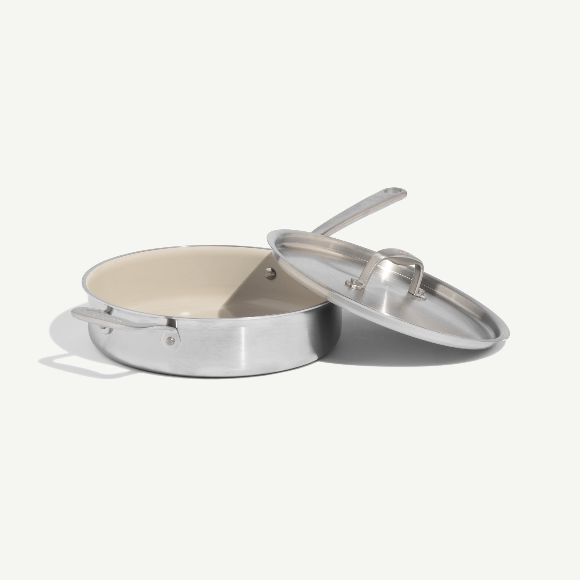 3.5qt CeramiClad 2.0 Non Stick Saute Pan w/ Lid Sand w/ Stainless Handles