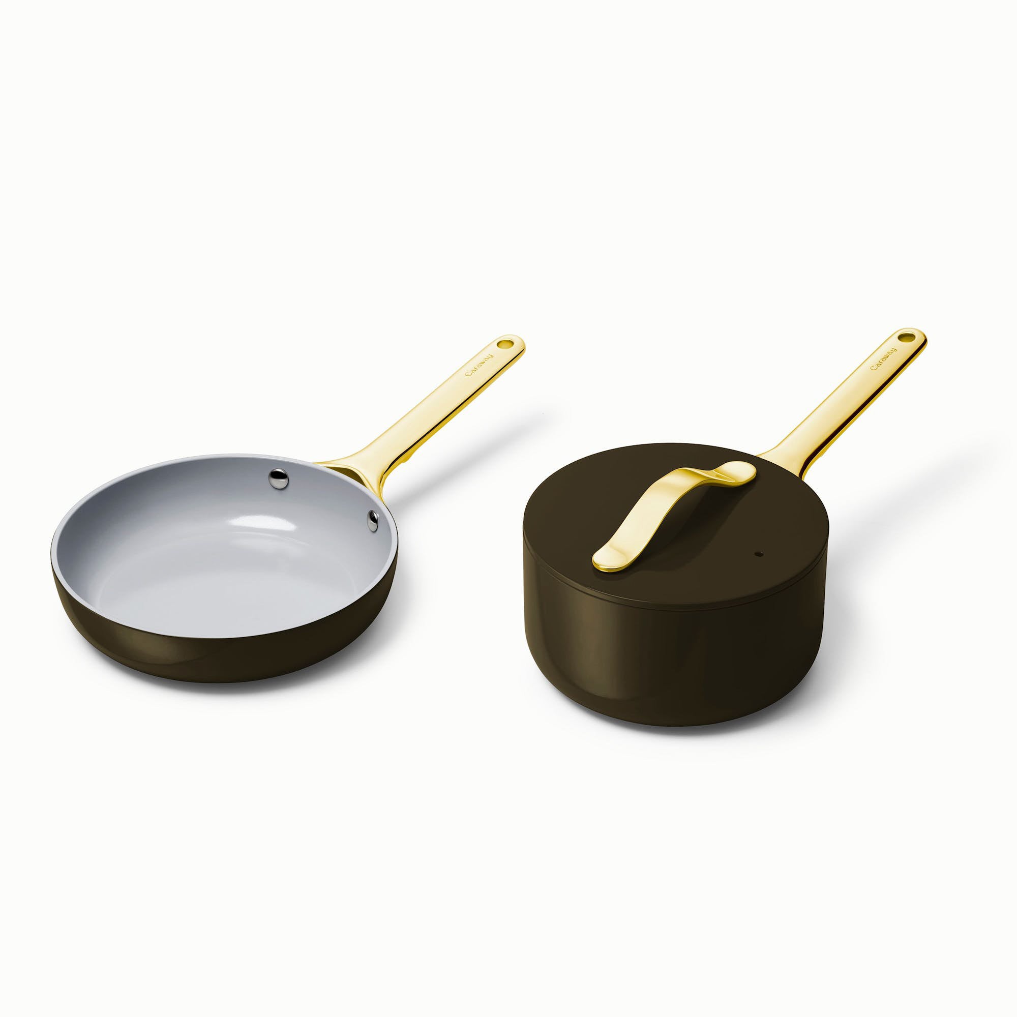 Nonstick Ceramic Minis Duo Cookware Set - Fry Pan & Saucepan Black/Gold