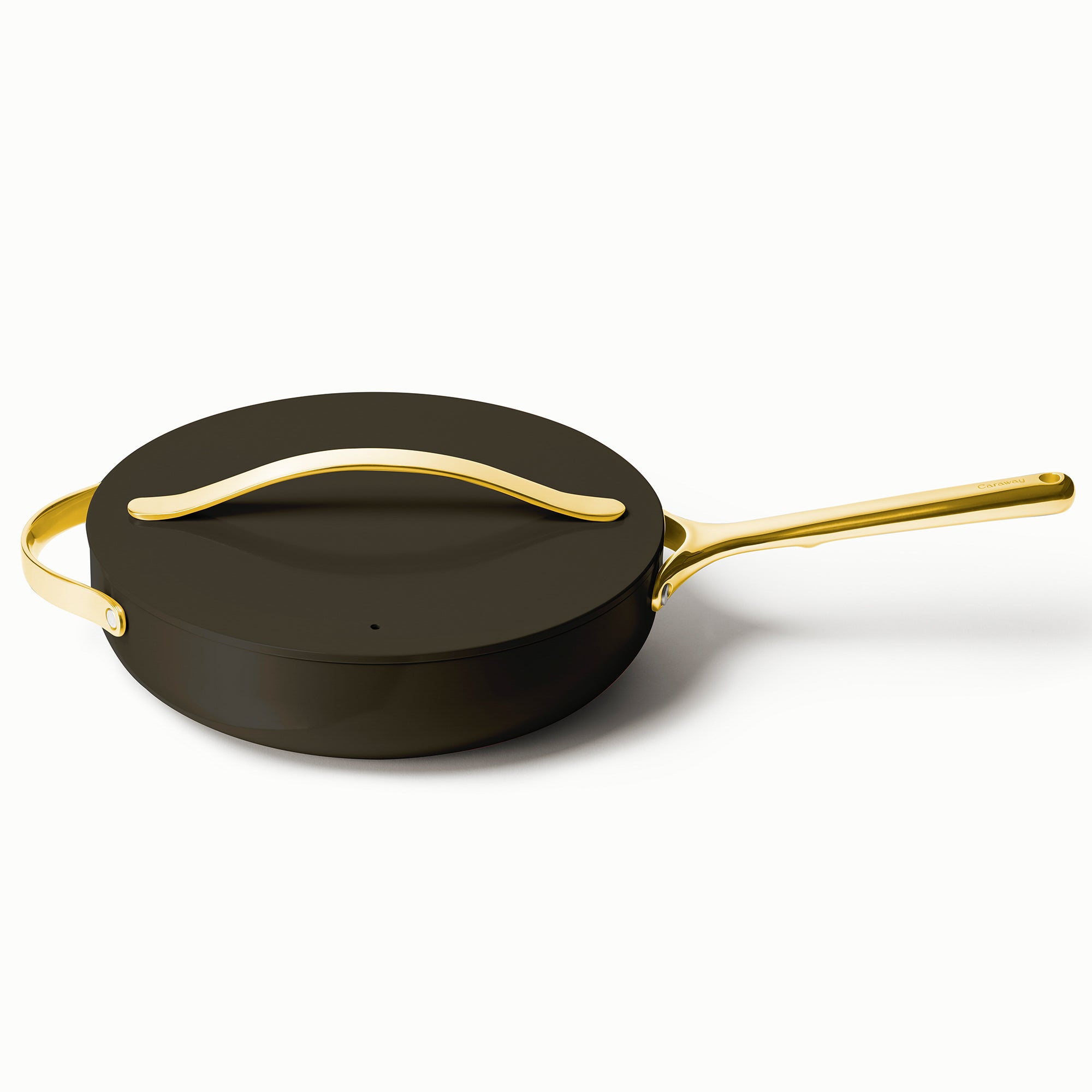 3qt Iconics Nonstick Ceramic Saute Pan w/ Lid Black/Gold