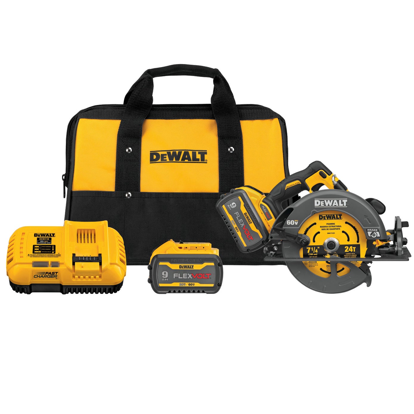 FLEXVOLT 60V MAX 7.25" Circular Saw Kit w/ 2 Batteries