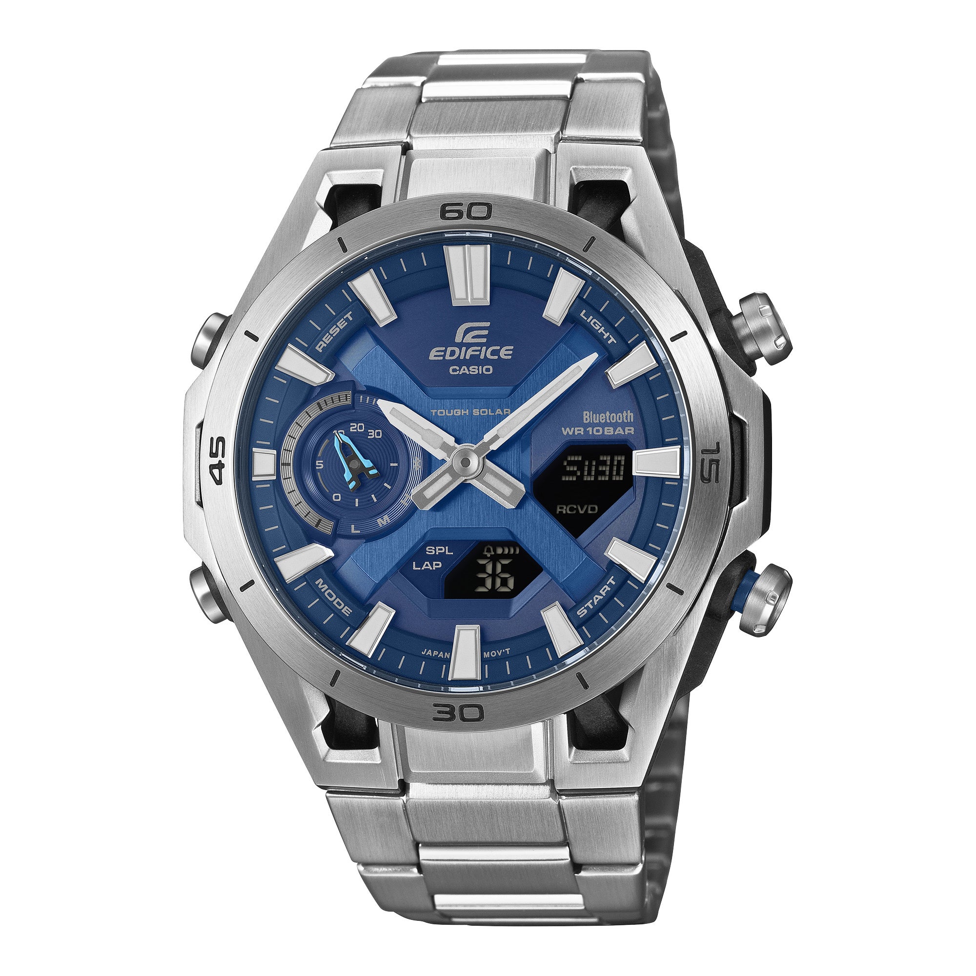 Edifice Sospensione Silver-Tone Stainless Steel Watch Blue Dial