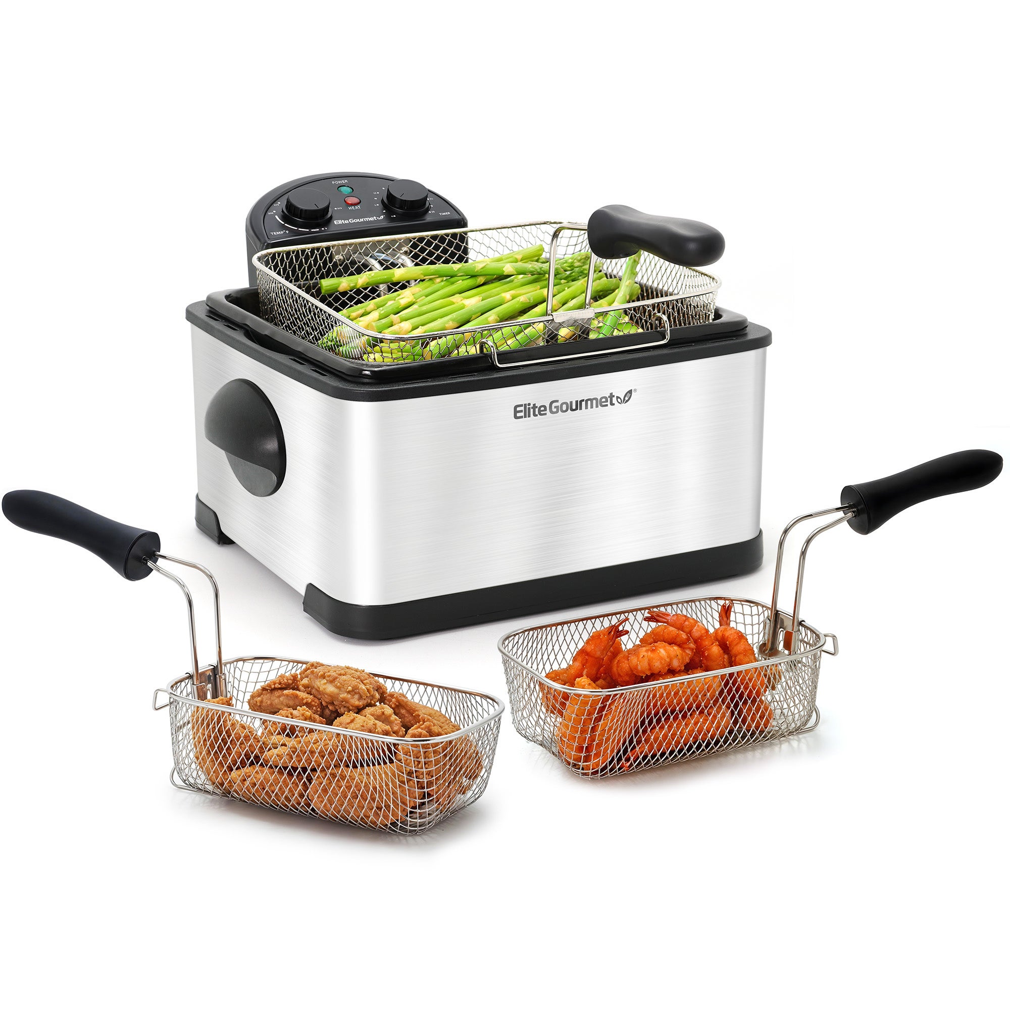 4qt Dual Basket Deep Fryer w/ Lid Stainless Steel