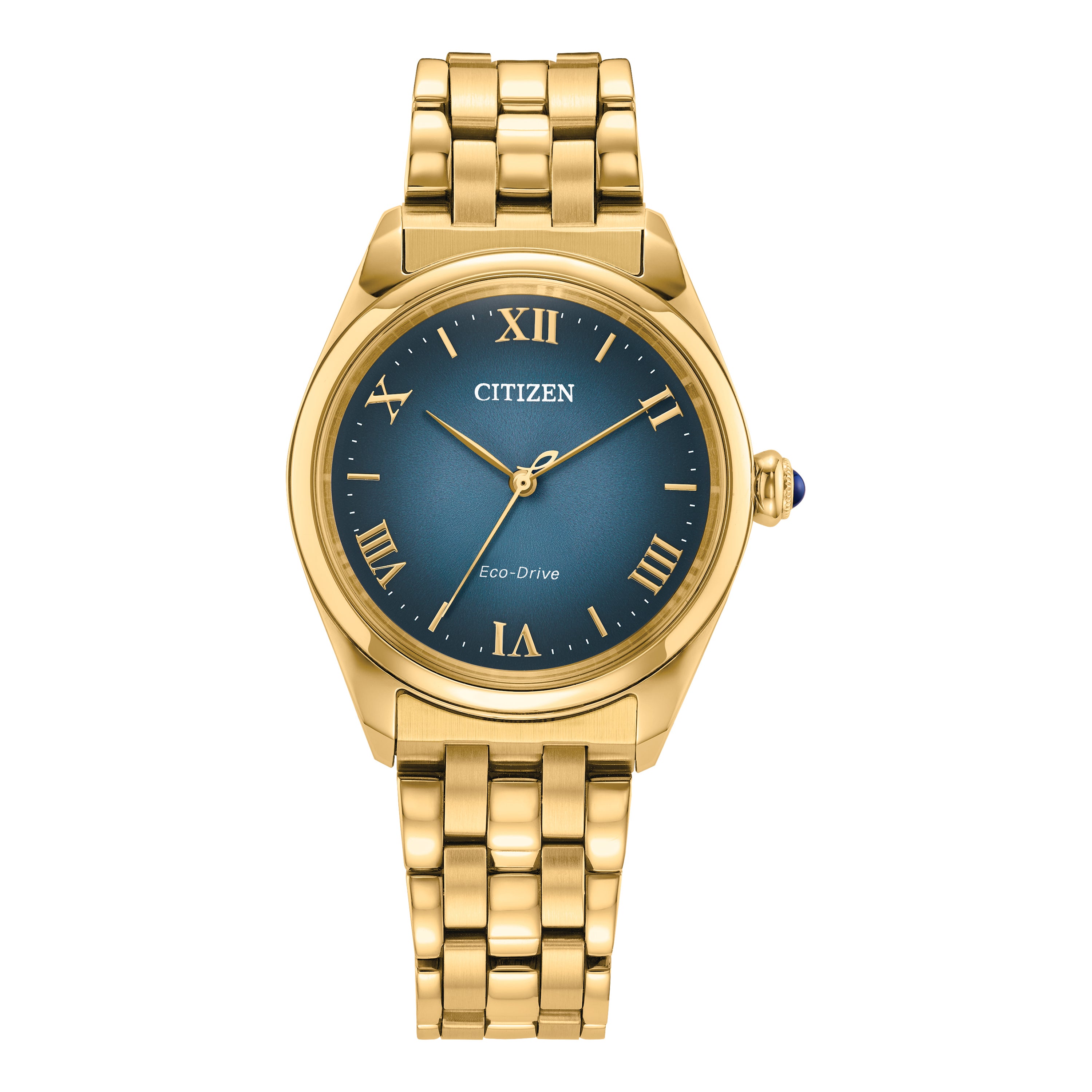 Ladies L "Classic" Eco-Drive Gold-Tone Stainless Steel Watch Navy Dial