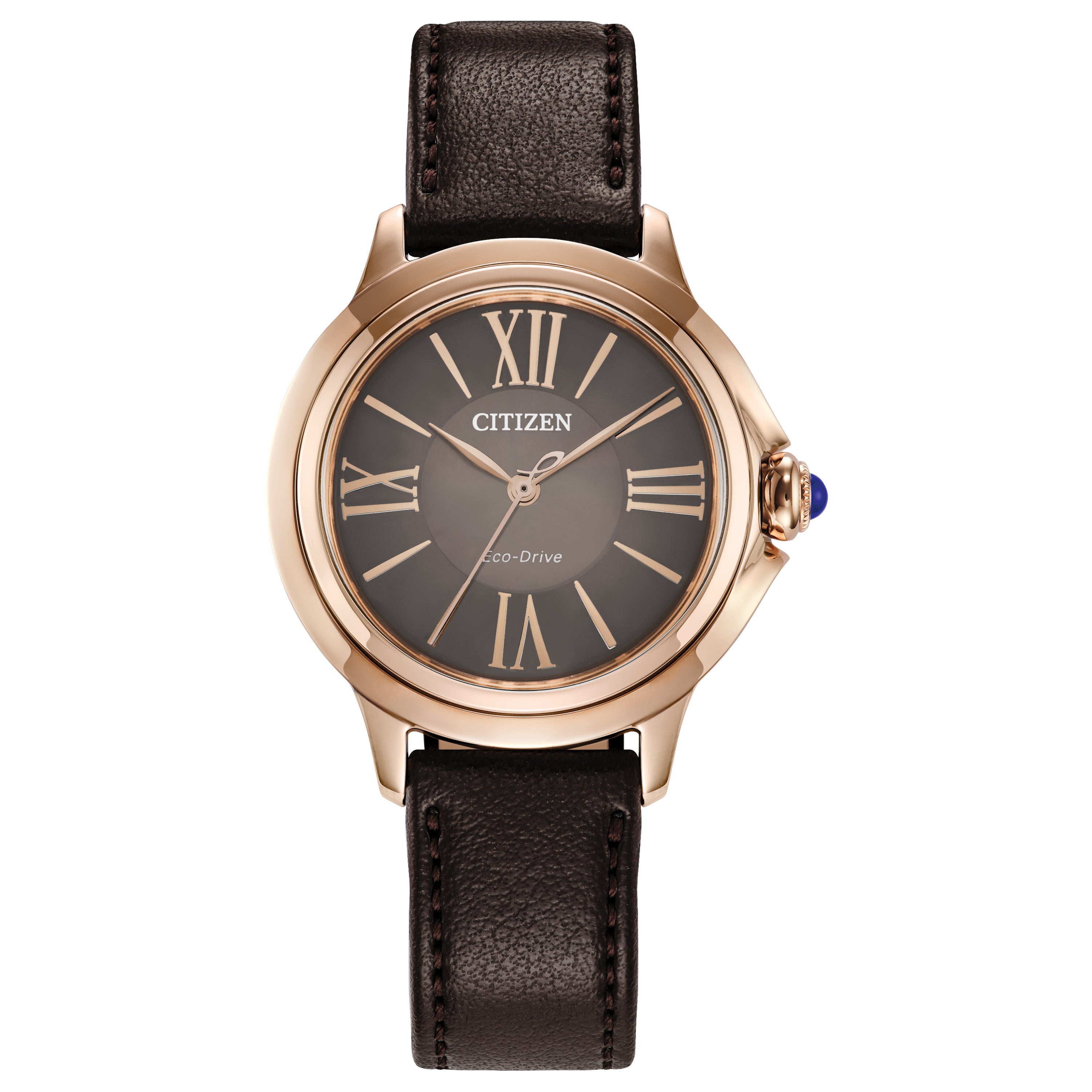 Ladies' Ceci Eco-Drive Brown Leather Strap Watch, Brown Dial