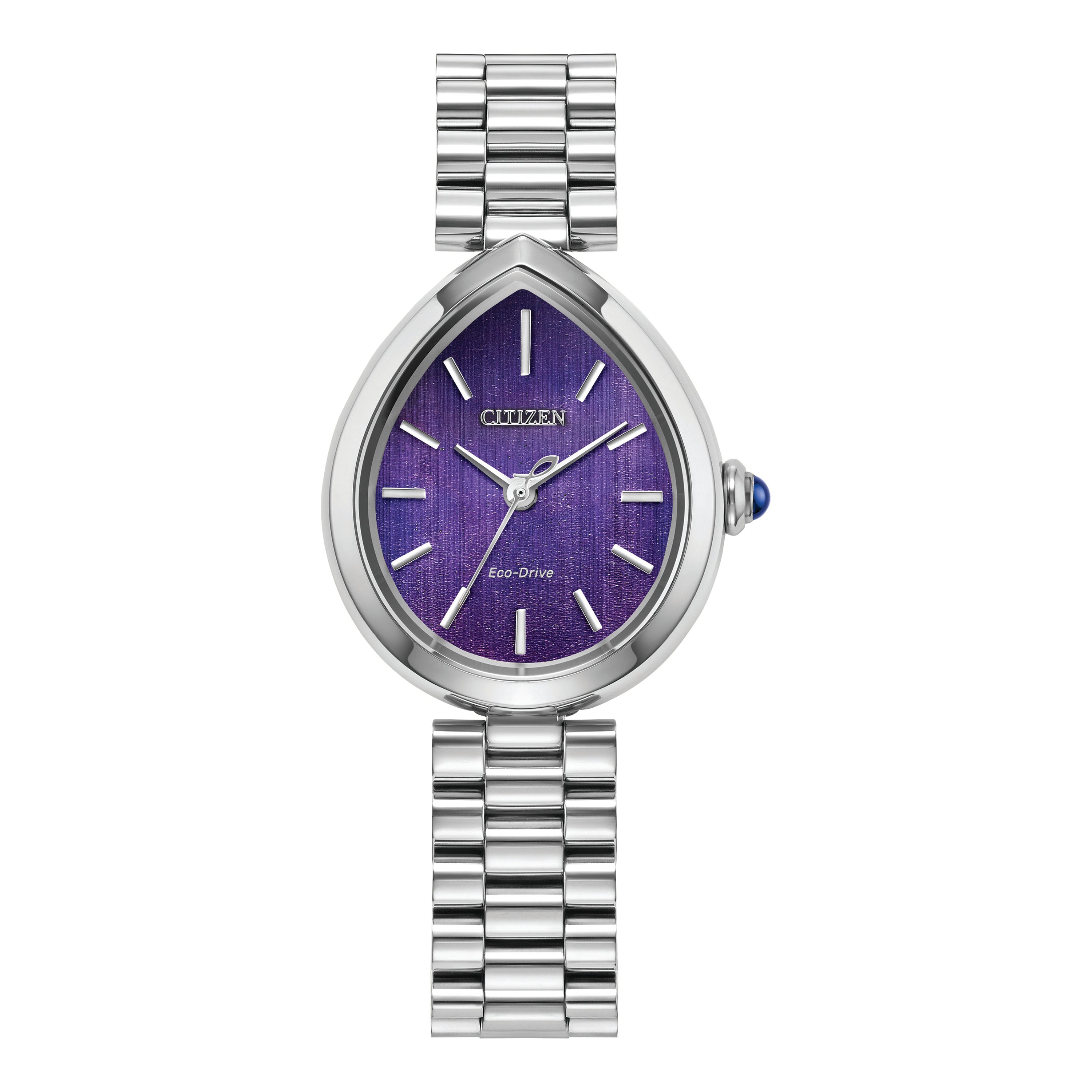 Ladies Citizen L Rainell Eco-Drive Silver-Tone SS Teardop Watch Purple Dial