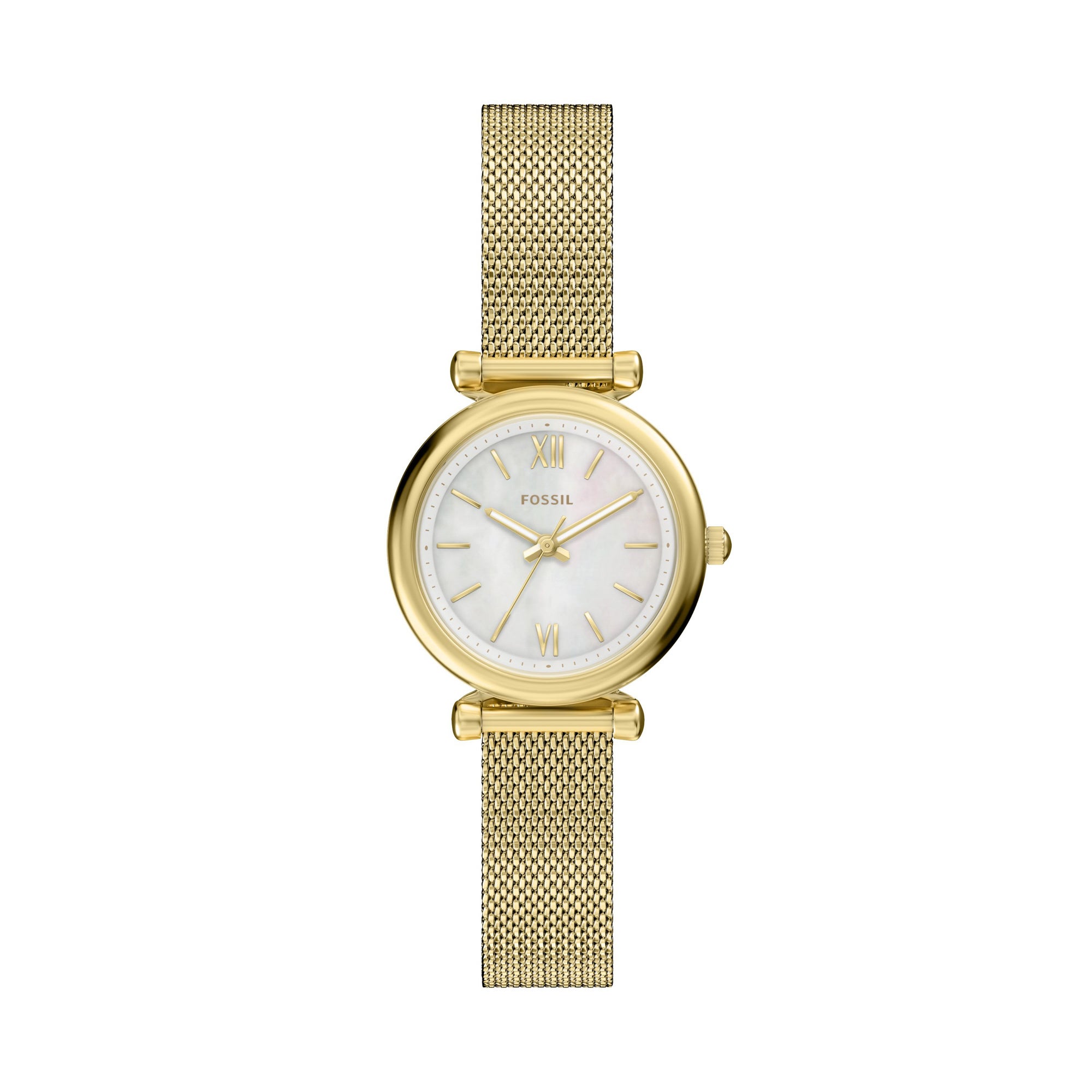 Ladies Carlie Mini Gold-Tone SS Mesh Bracelet Watch Mother-of-Pearl Dial
