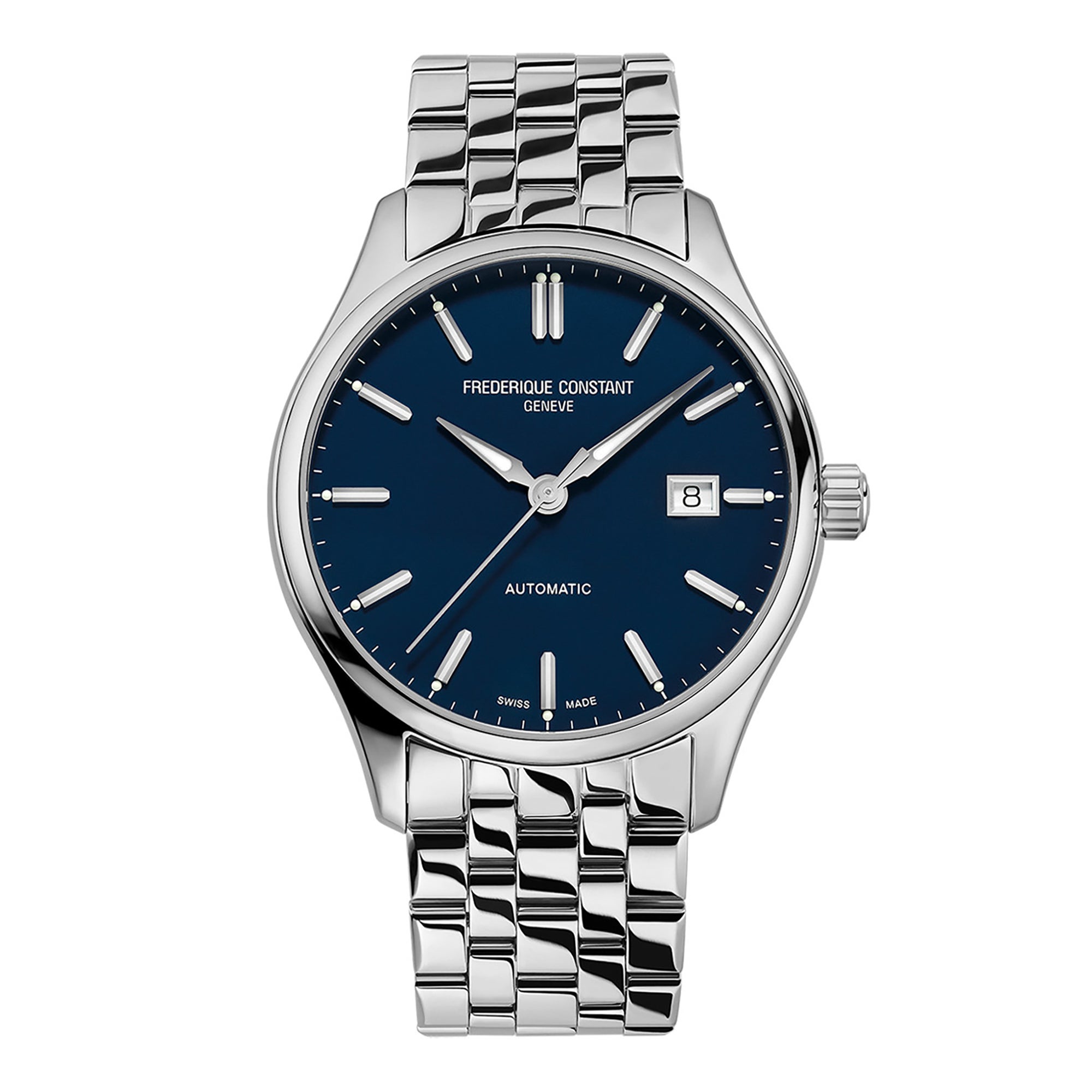 Men's Classic Index Automatic Silver-Tone Stainless Steel Watch, Blue Dial