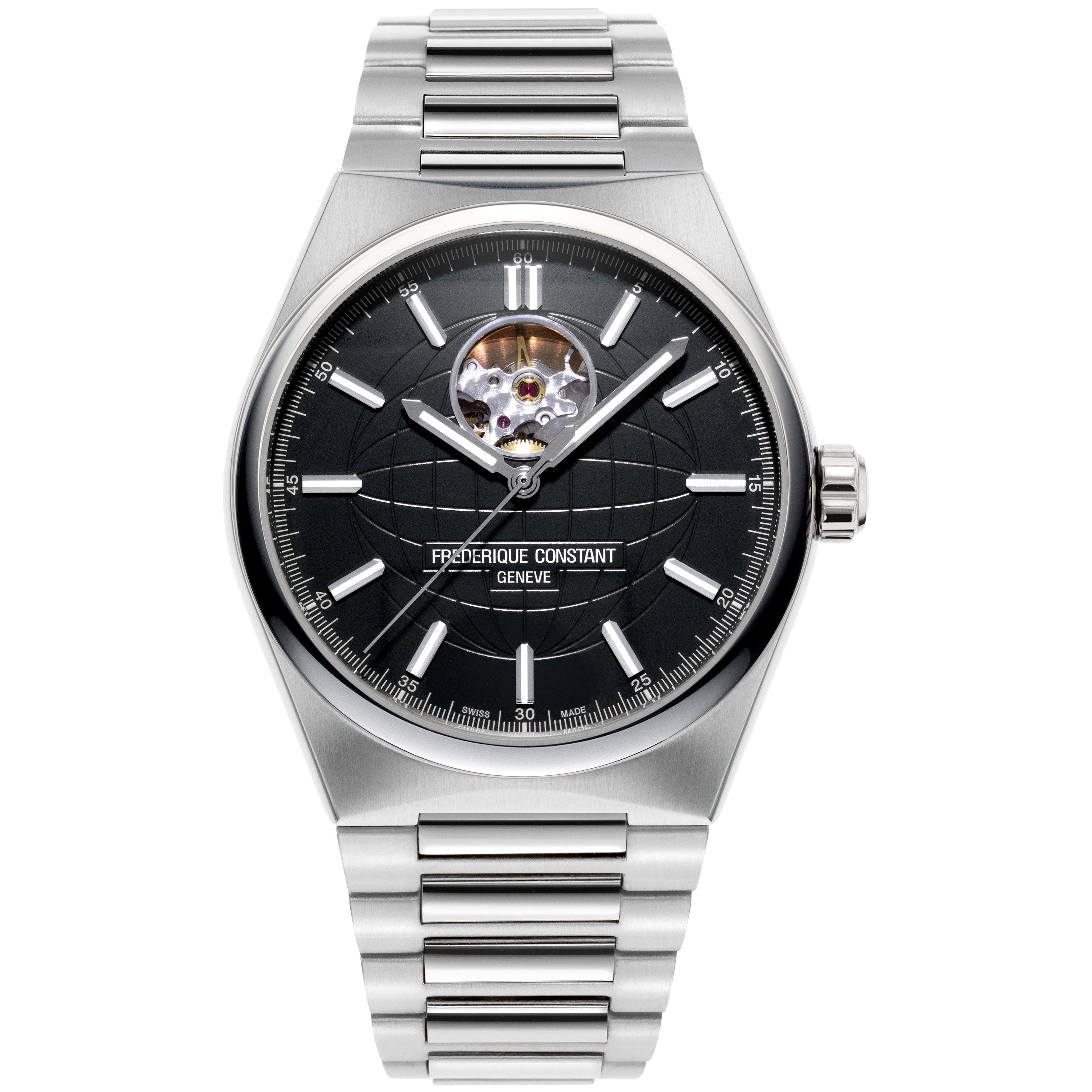 Men's Highlife Heart Beat Automatic Silver-Tone SS Watch, Black Dial