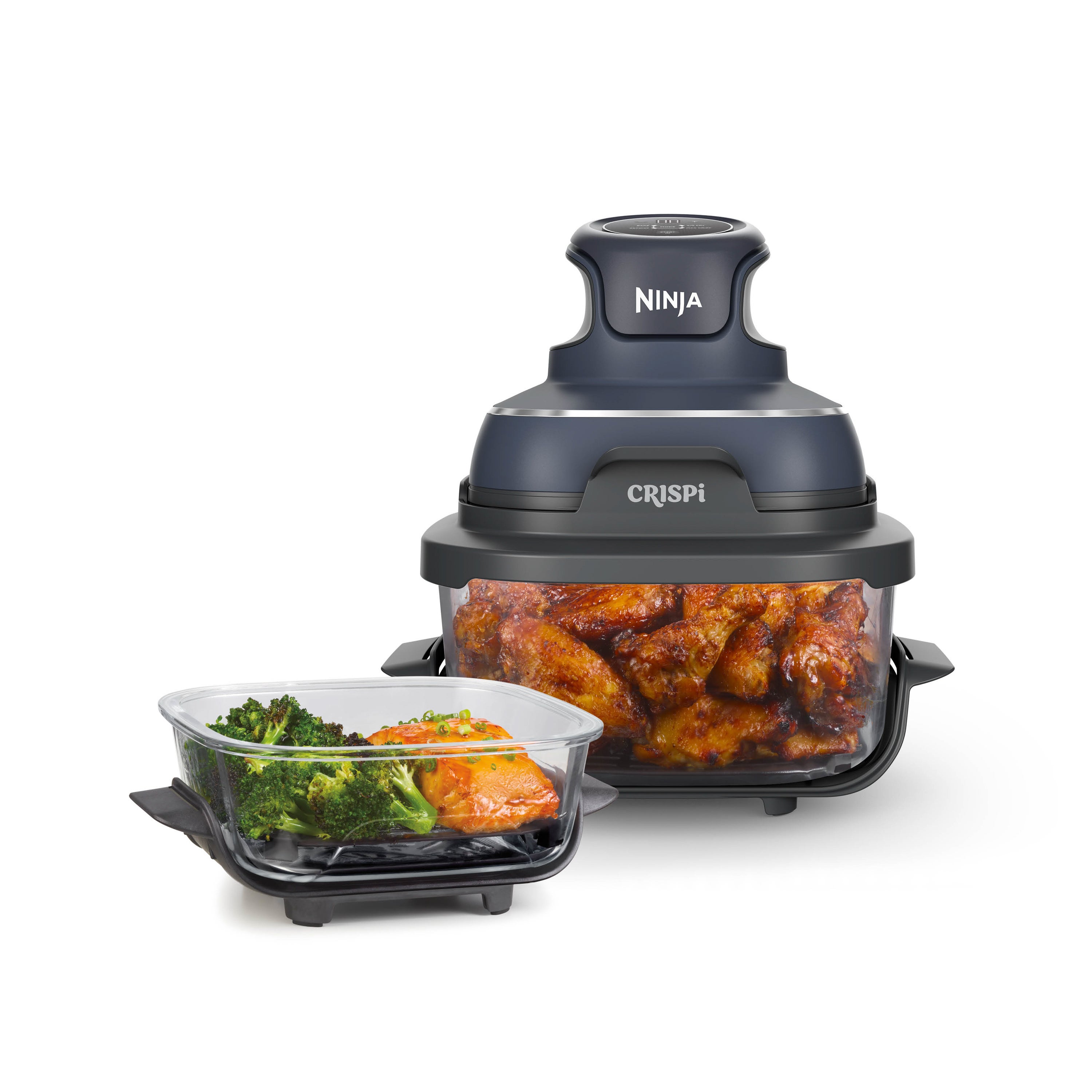 Crispi 4-in1 Portable Glass Air Fryer Cooking System Gray