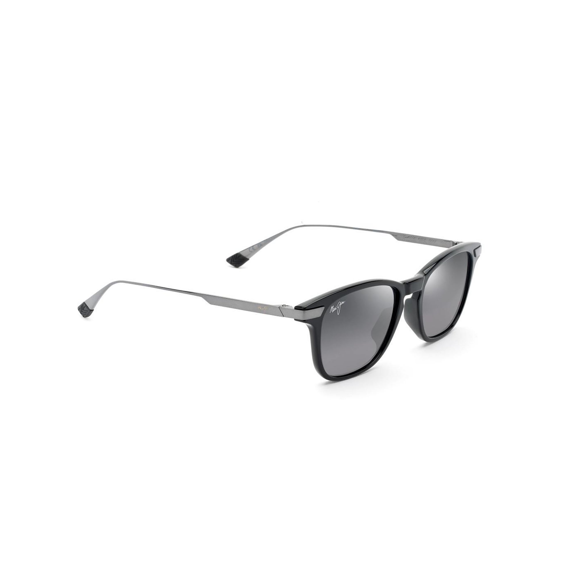 Mana'olana Polarized Sunglasses, Shiny Black Frame, Neutral Gray Lens