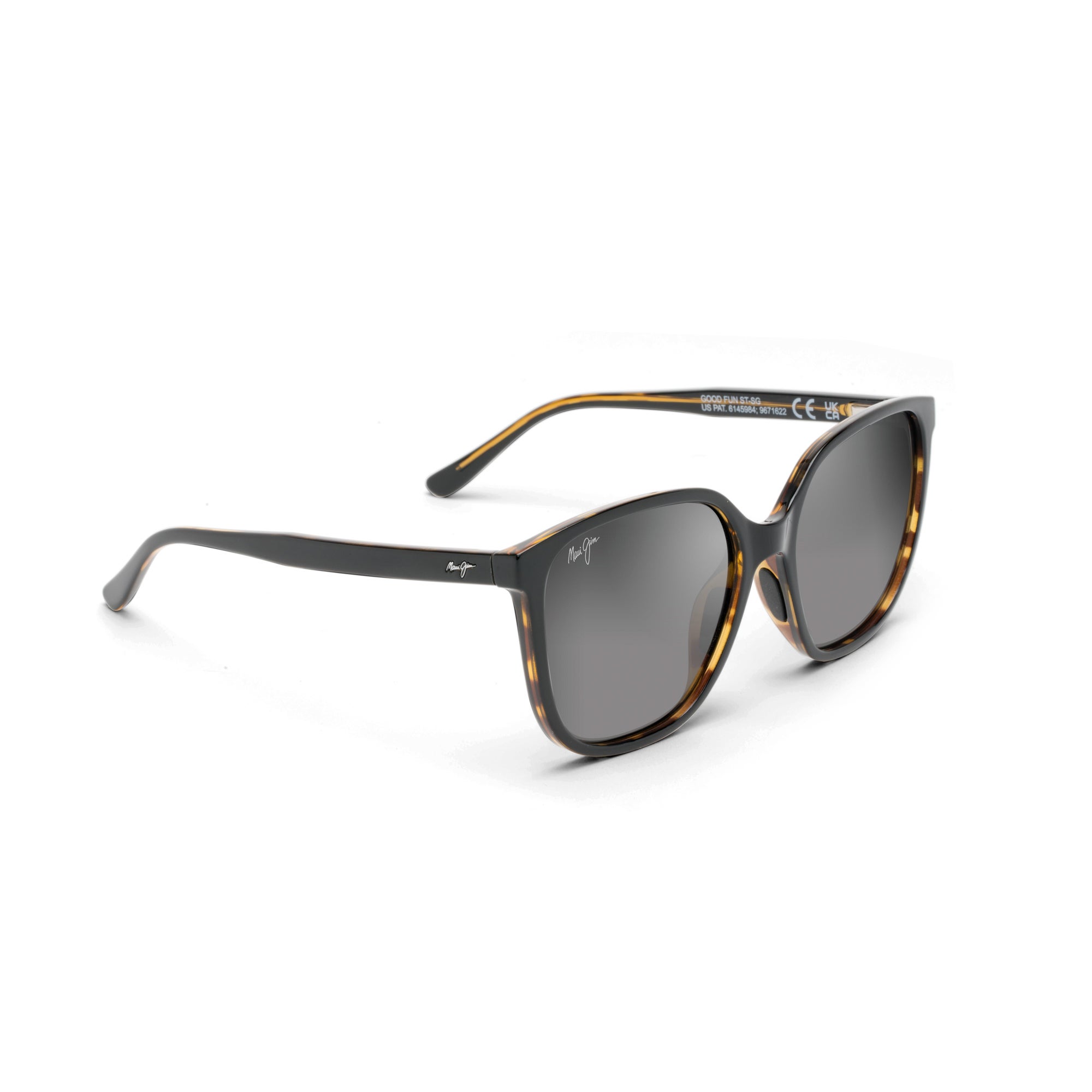 Good Fun Polarized Sunglasses Black w/ Tortoise Frame Neutral Gray Lens