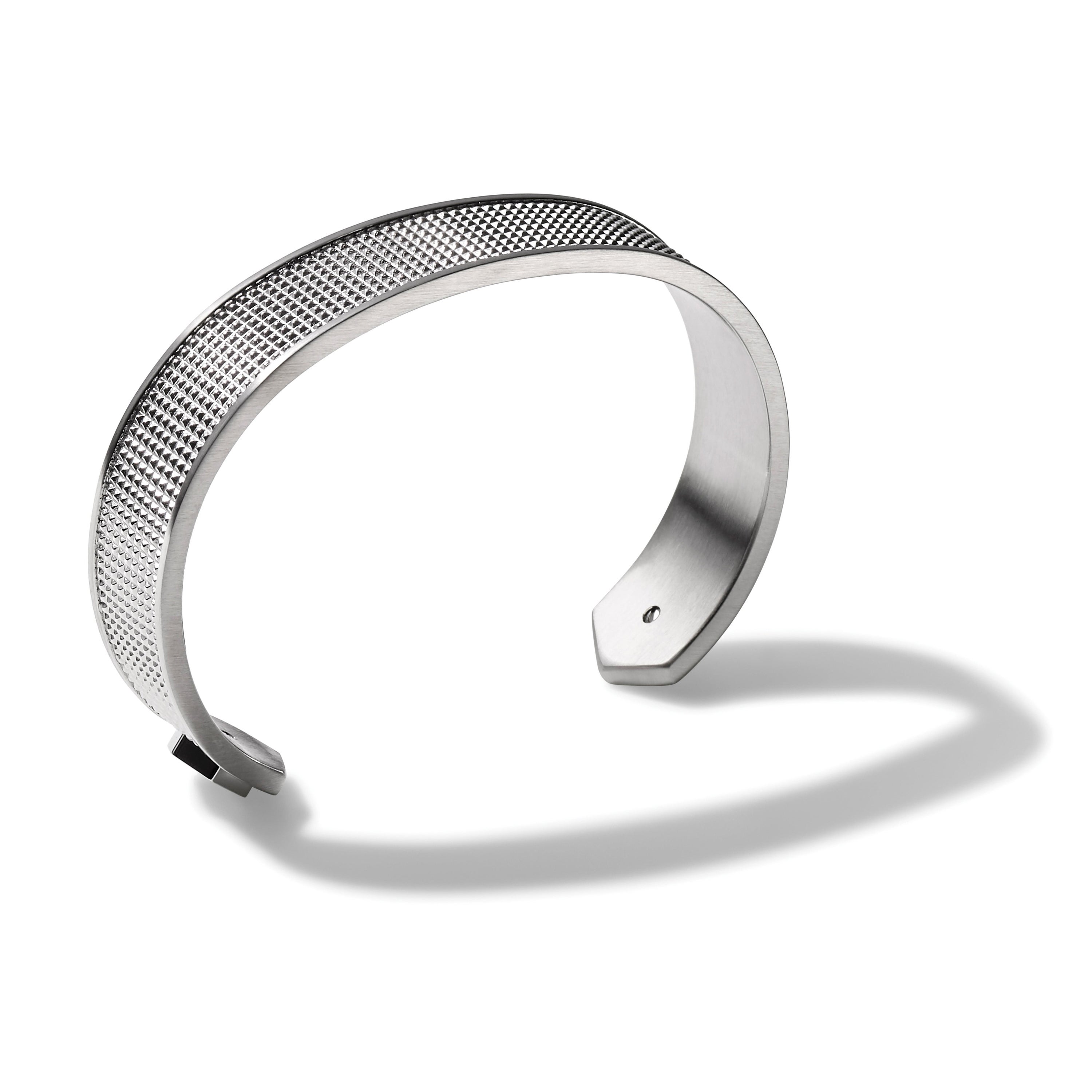 Precisionist Stainless Steel Knurled Open Cuff Bracelet - Medium