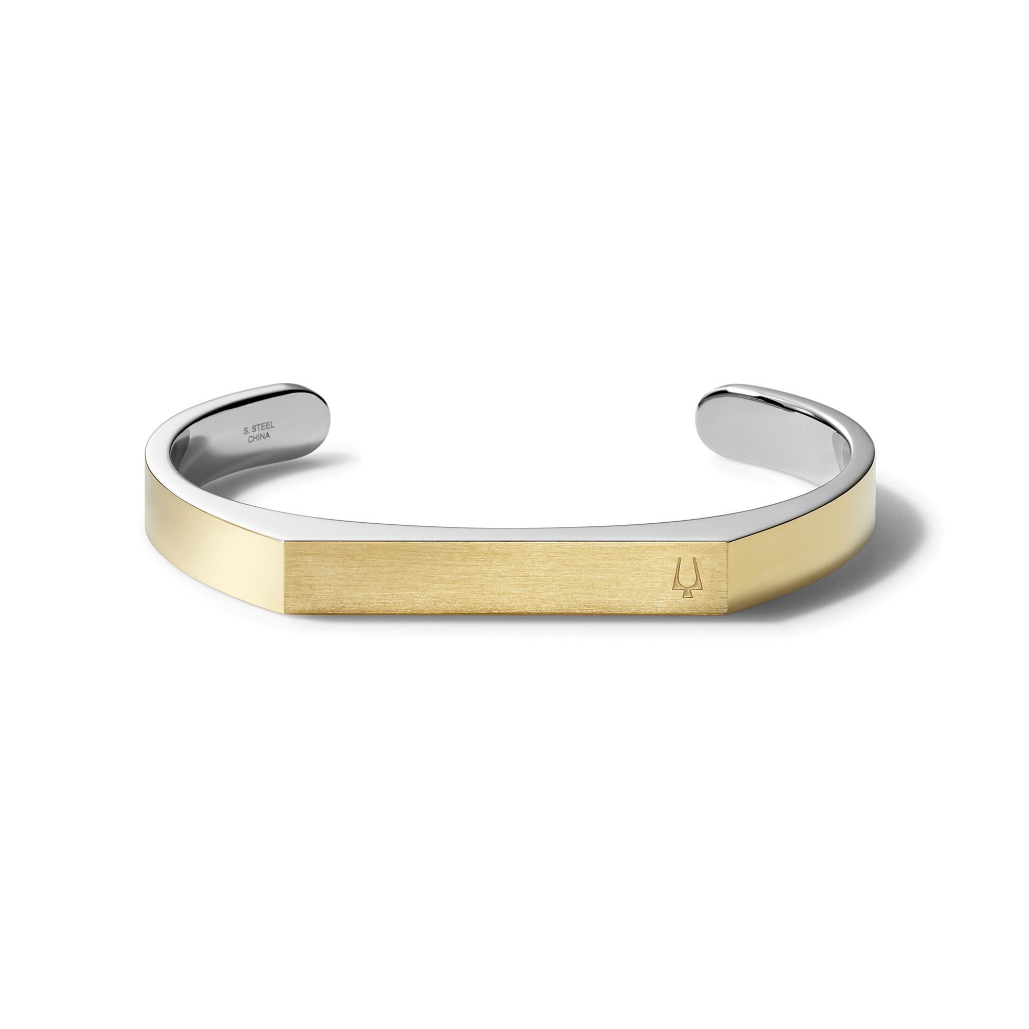 Classic Open Cuff Two-Tone Stainless Steel Bracelet - Medium