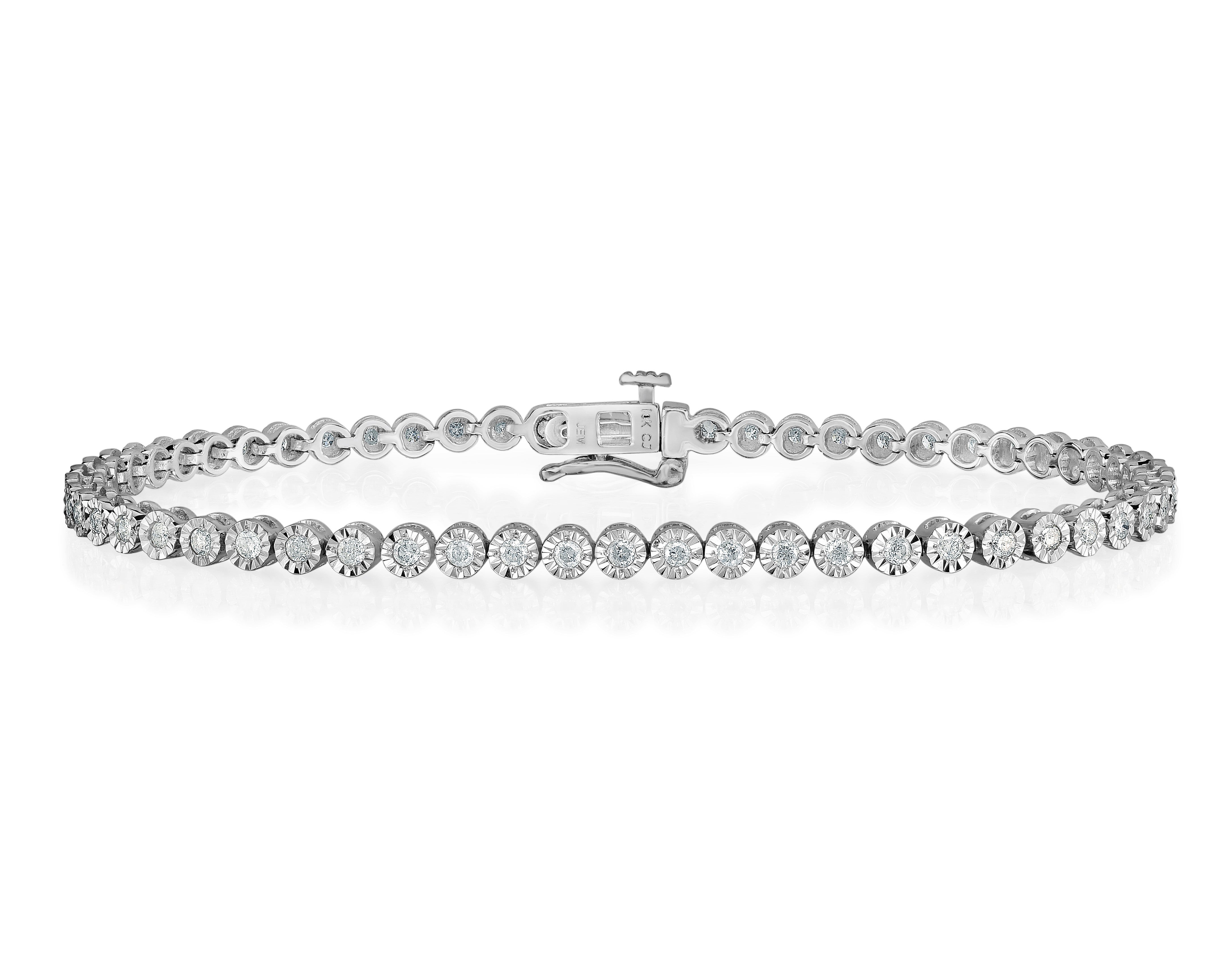 Round 1.00twt Diamond & White Gold Bracelet