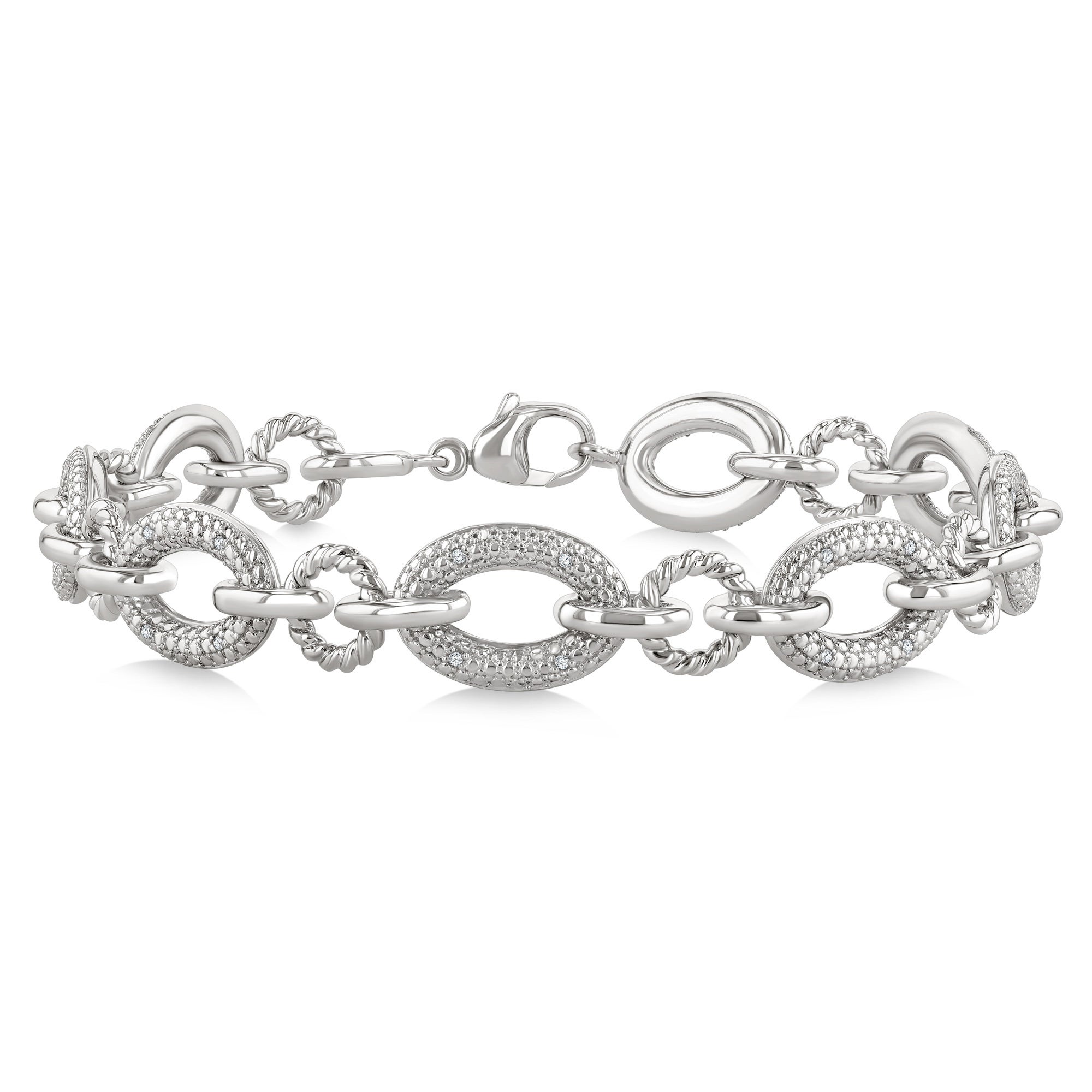 Diamond Link Bracelet Silver