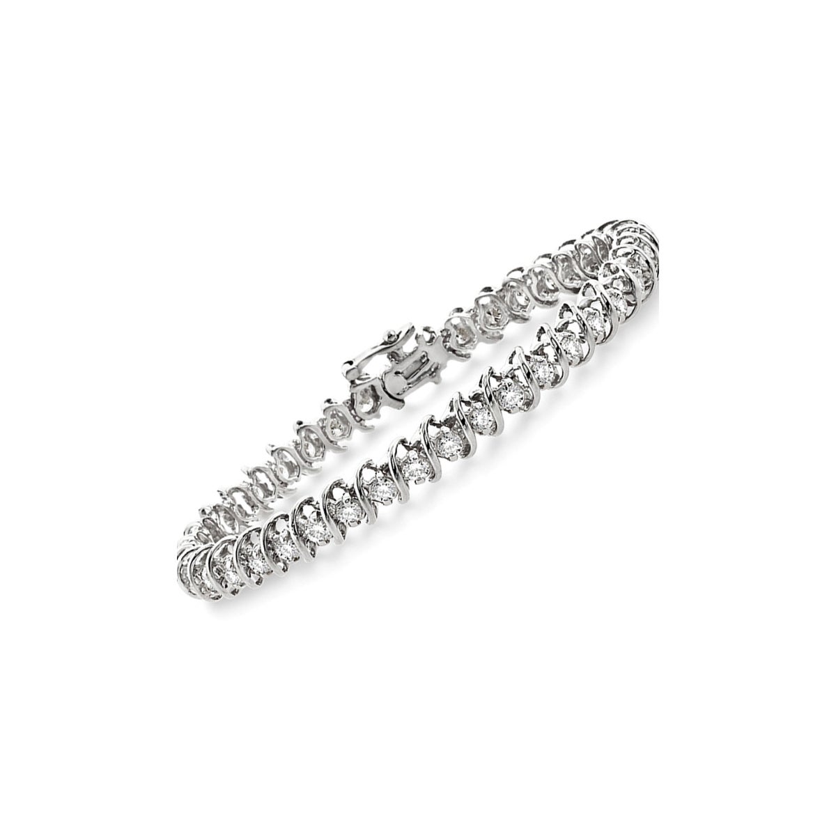 Round S Cut Link 1.50twt Diamond & White Gold Bracelet
