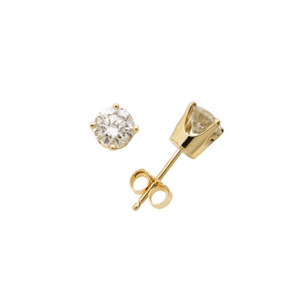 14k Yellow Gold Diamond Solitaire Earrings .20twt