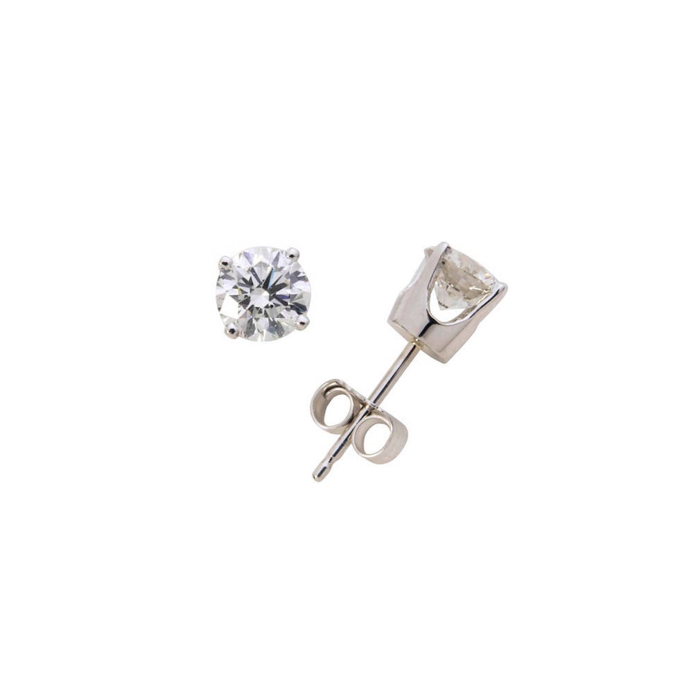 14k White Gold Diamond Solitaire Earrings .40twt