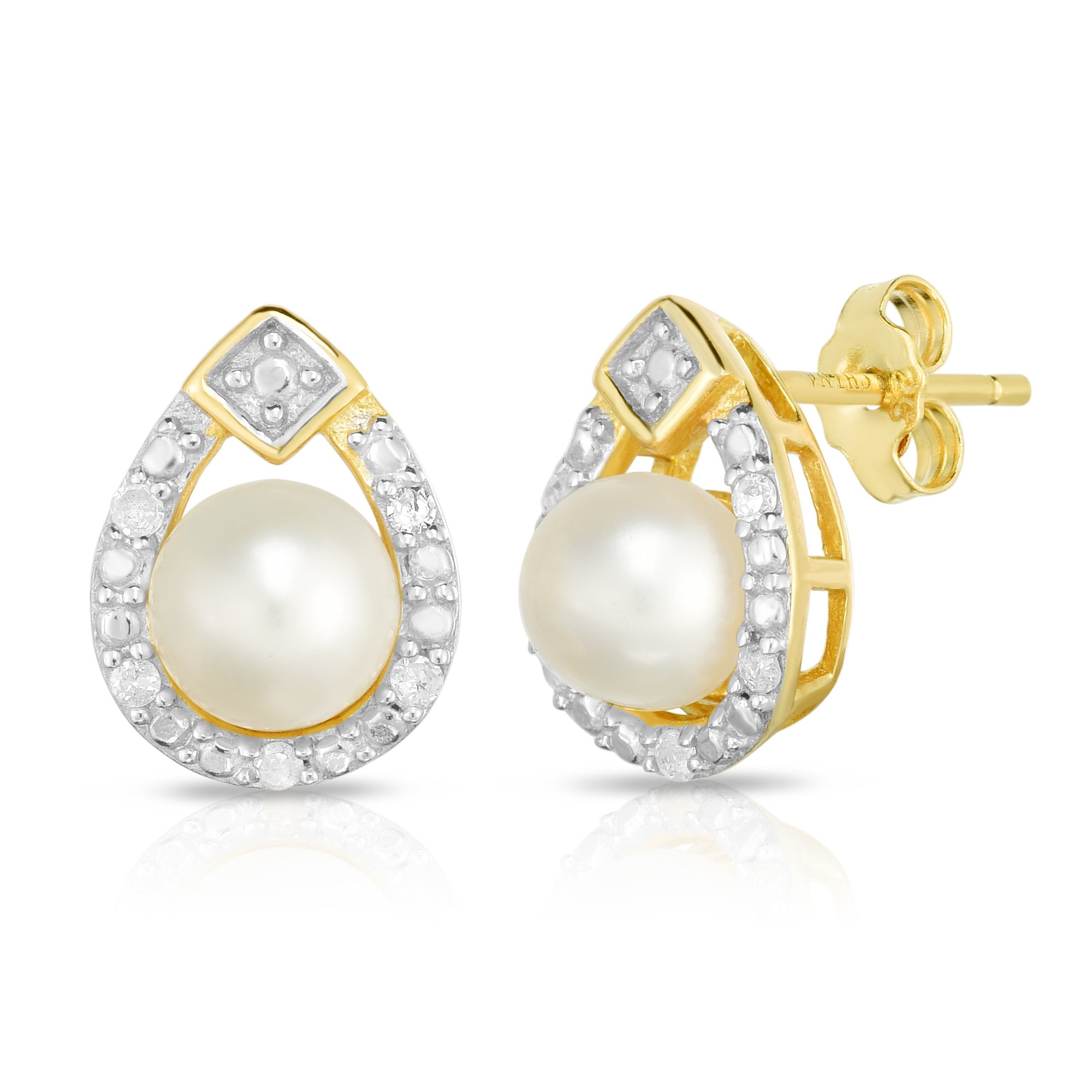 Pearl & Diamond Earrings Gold