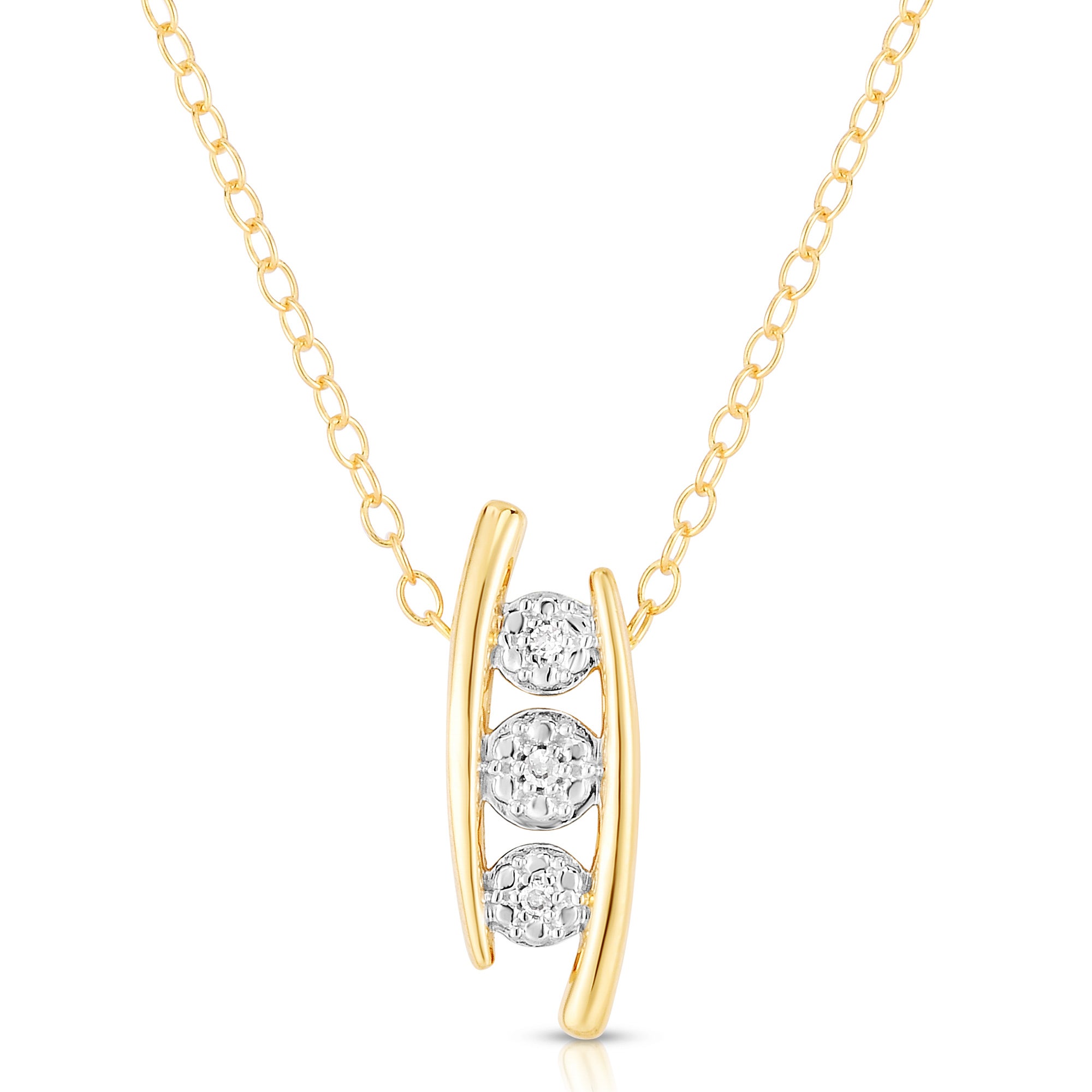 Diamond Ladder Pendant Necklace Gold