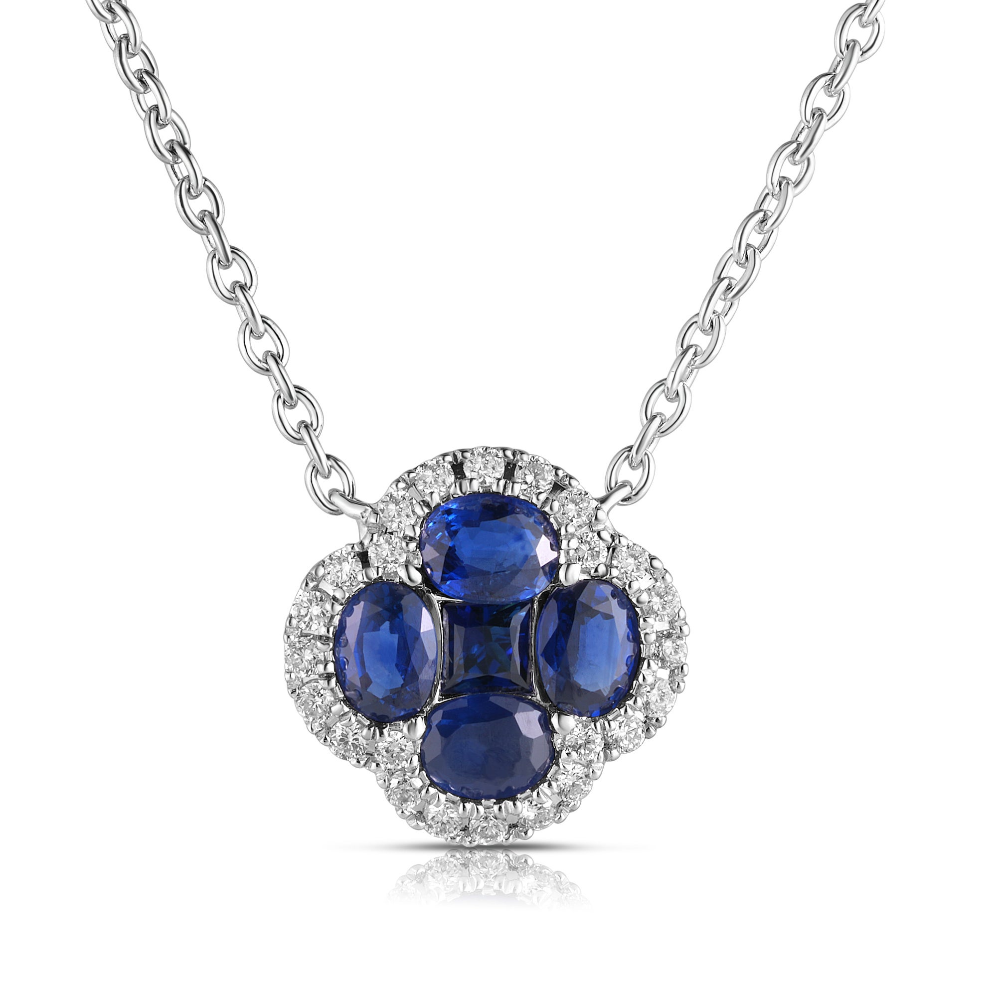 Sapphire and Diamond Clover Necklace