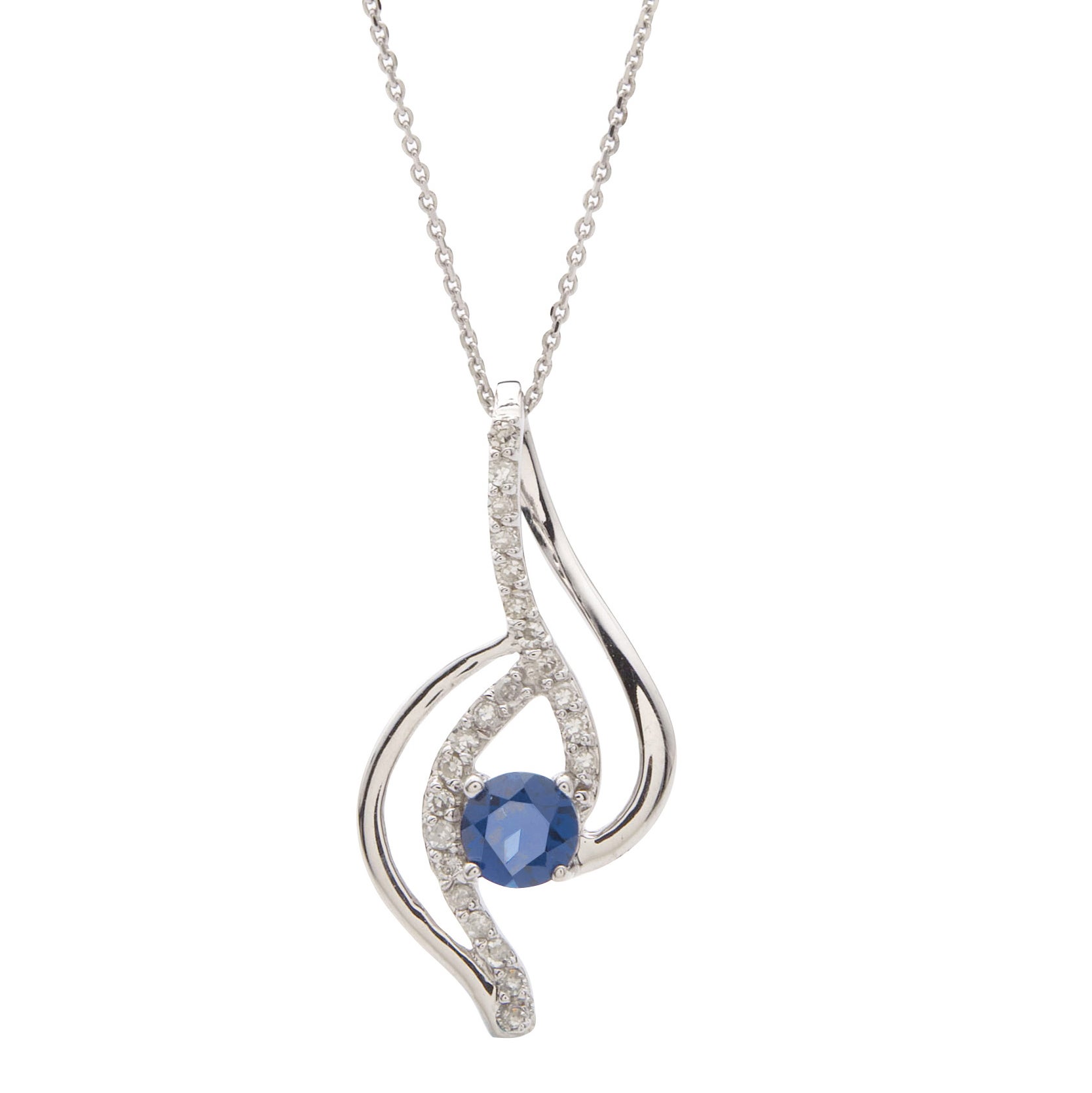 Sapphire & Diamond Necklace Silver