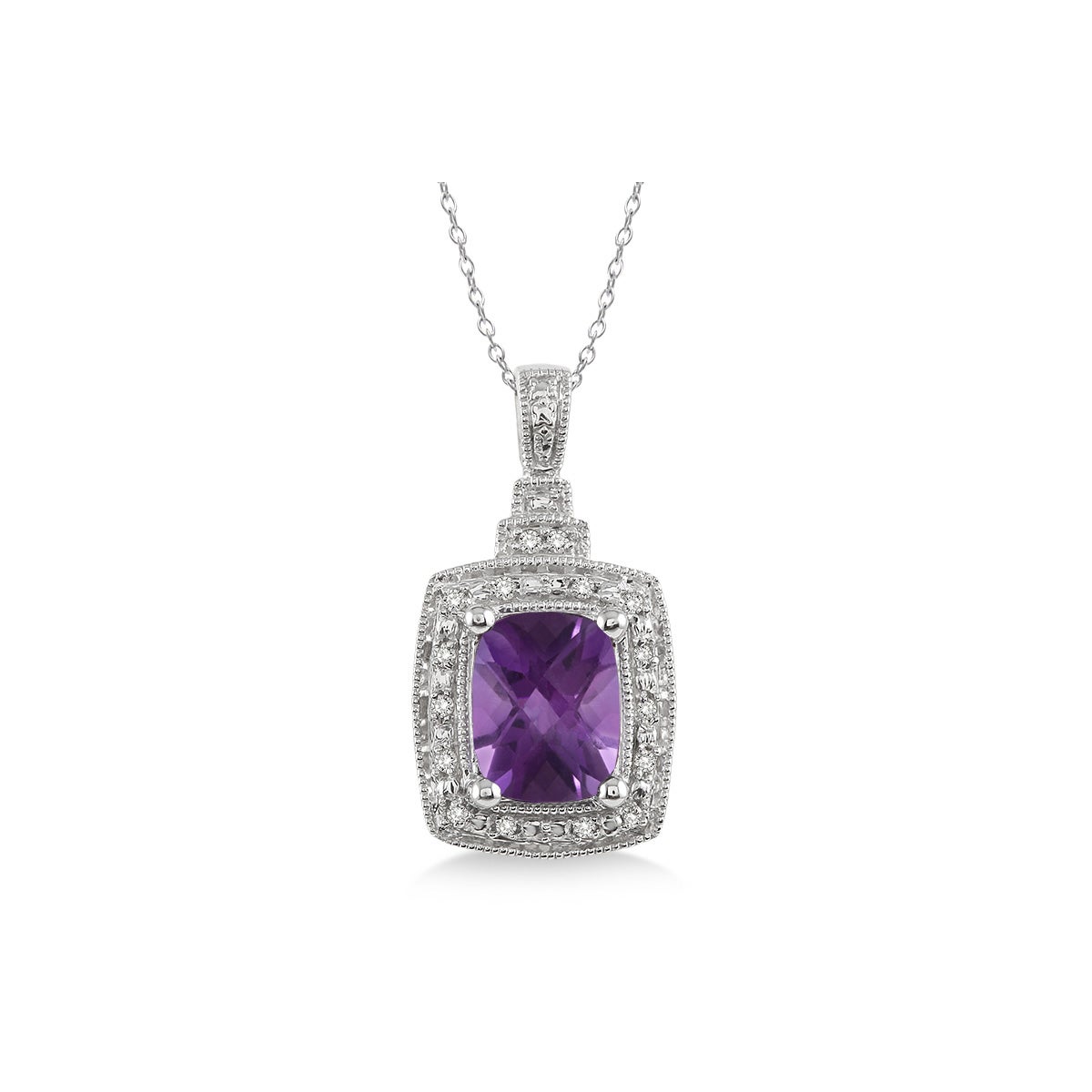 Purple Amethyst and Diamond Necklace
