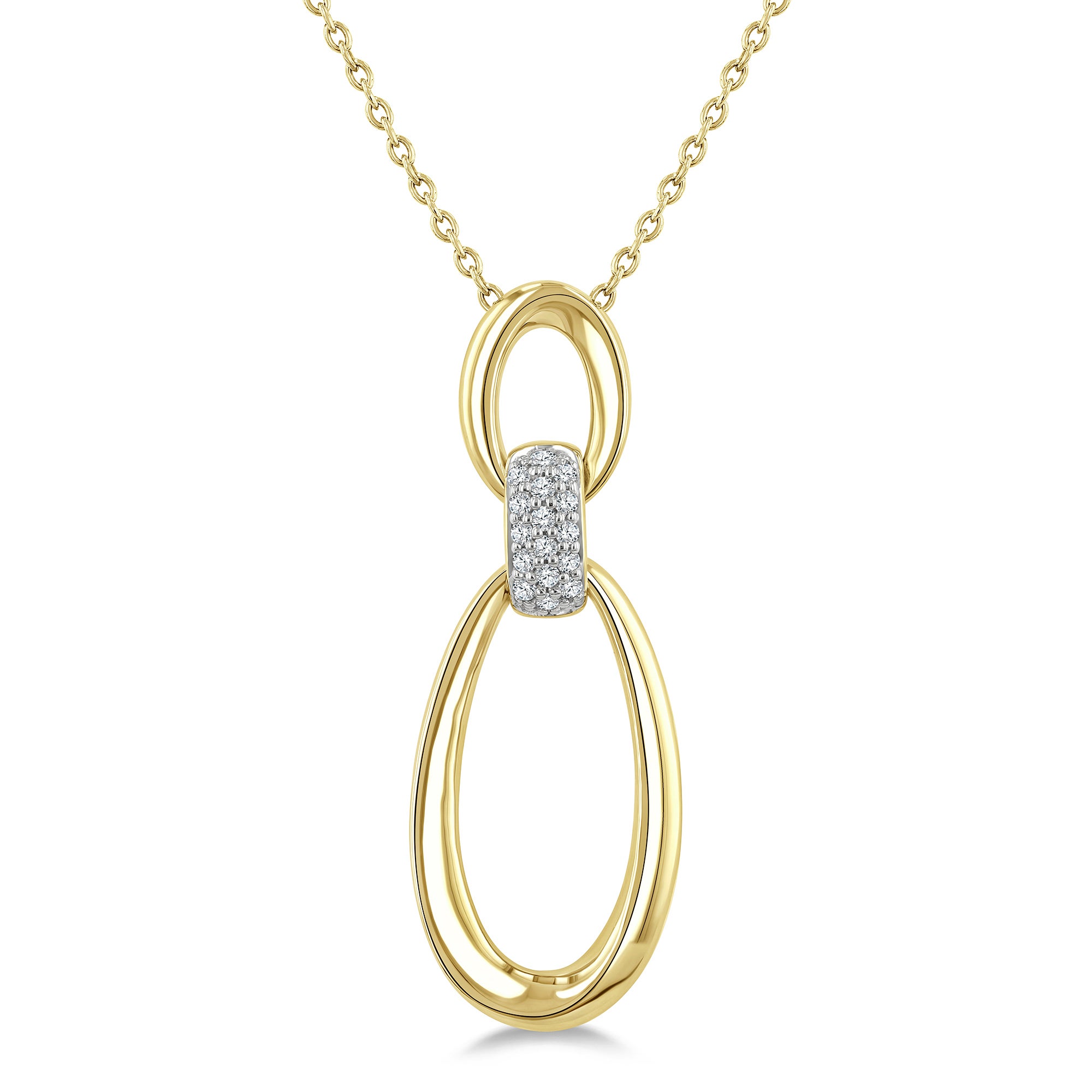 Diamond Oval Pendant Necklace Gold