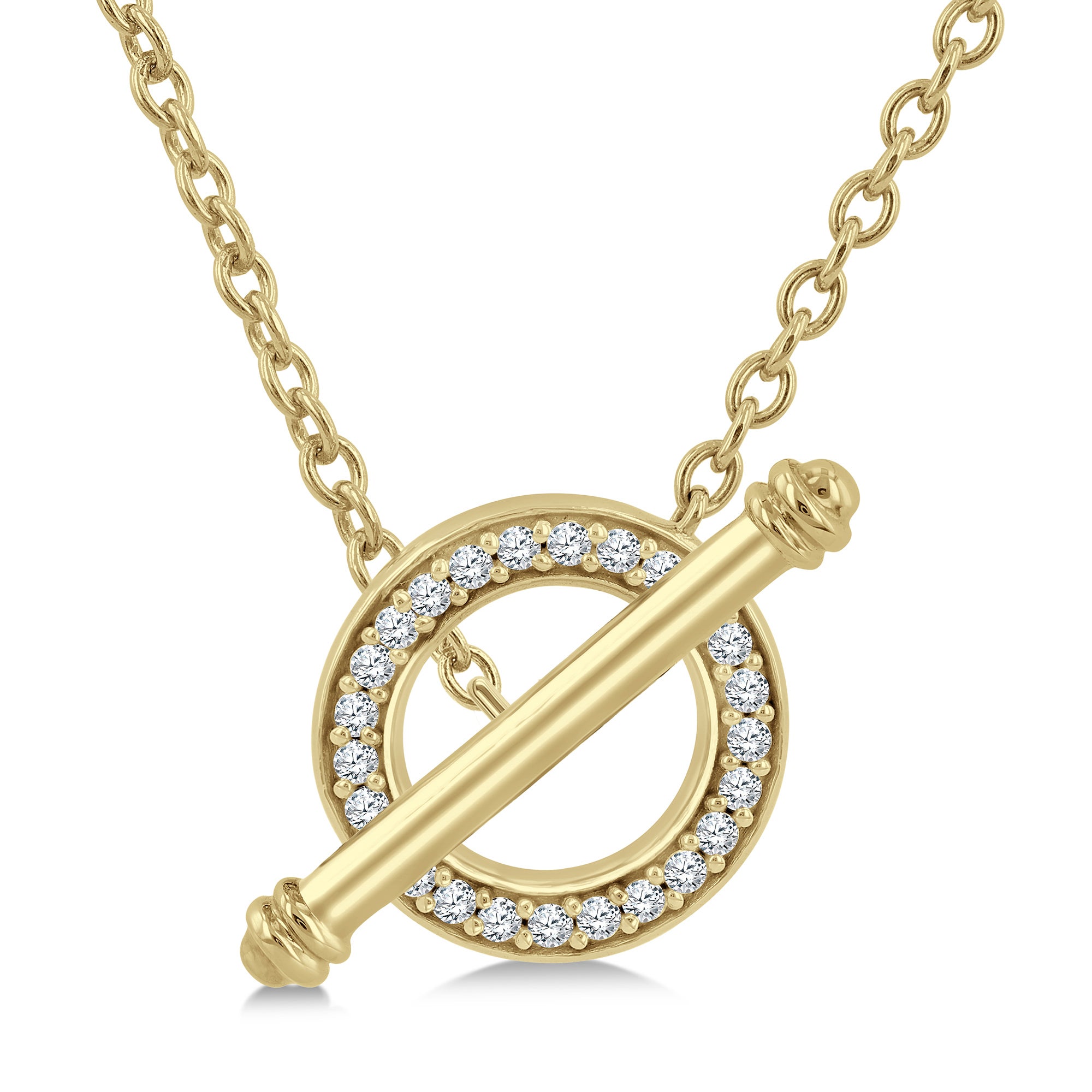 10k Circle Diamond Toggle Necklace Gold