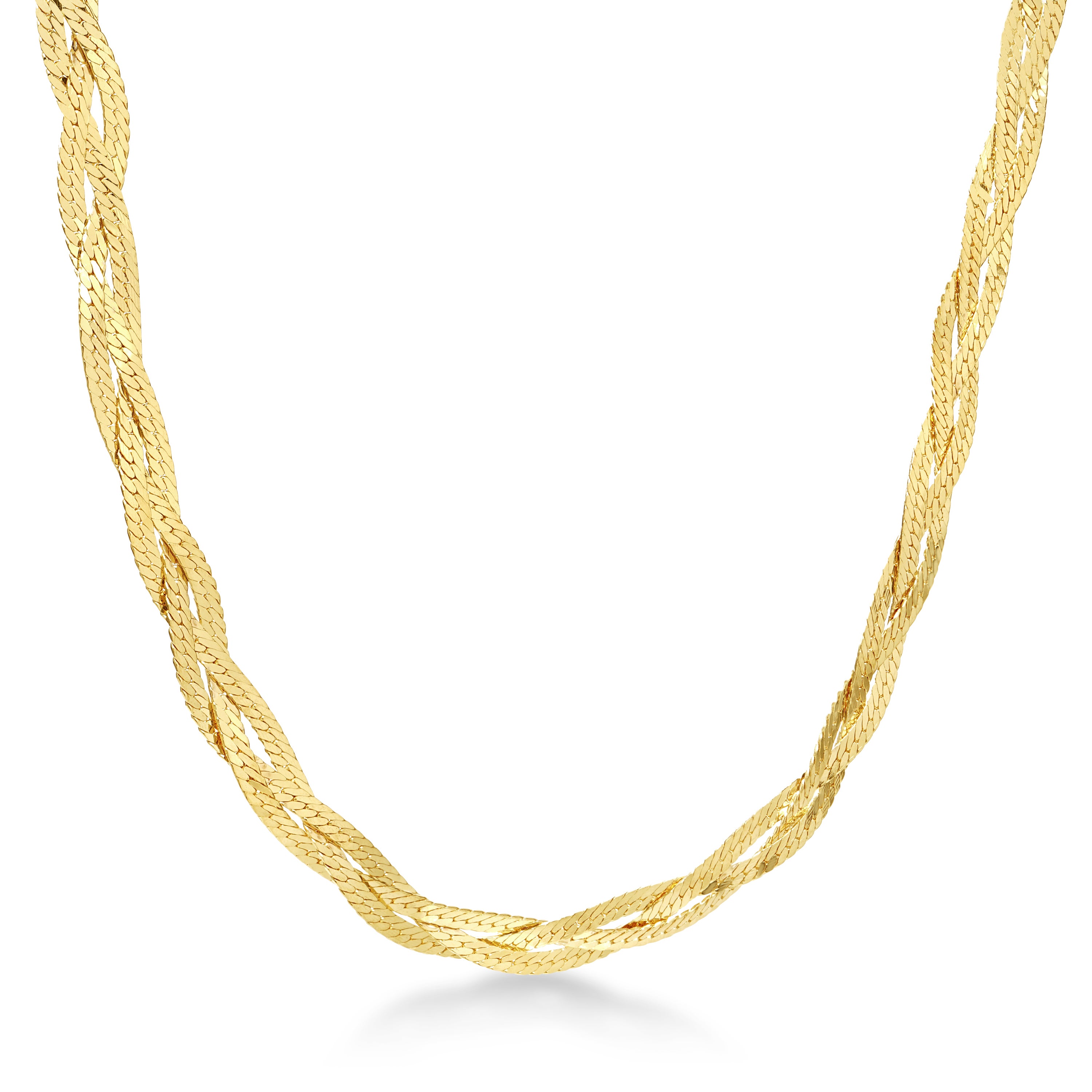 Braided Herringbone Necklace - 16" Gold