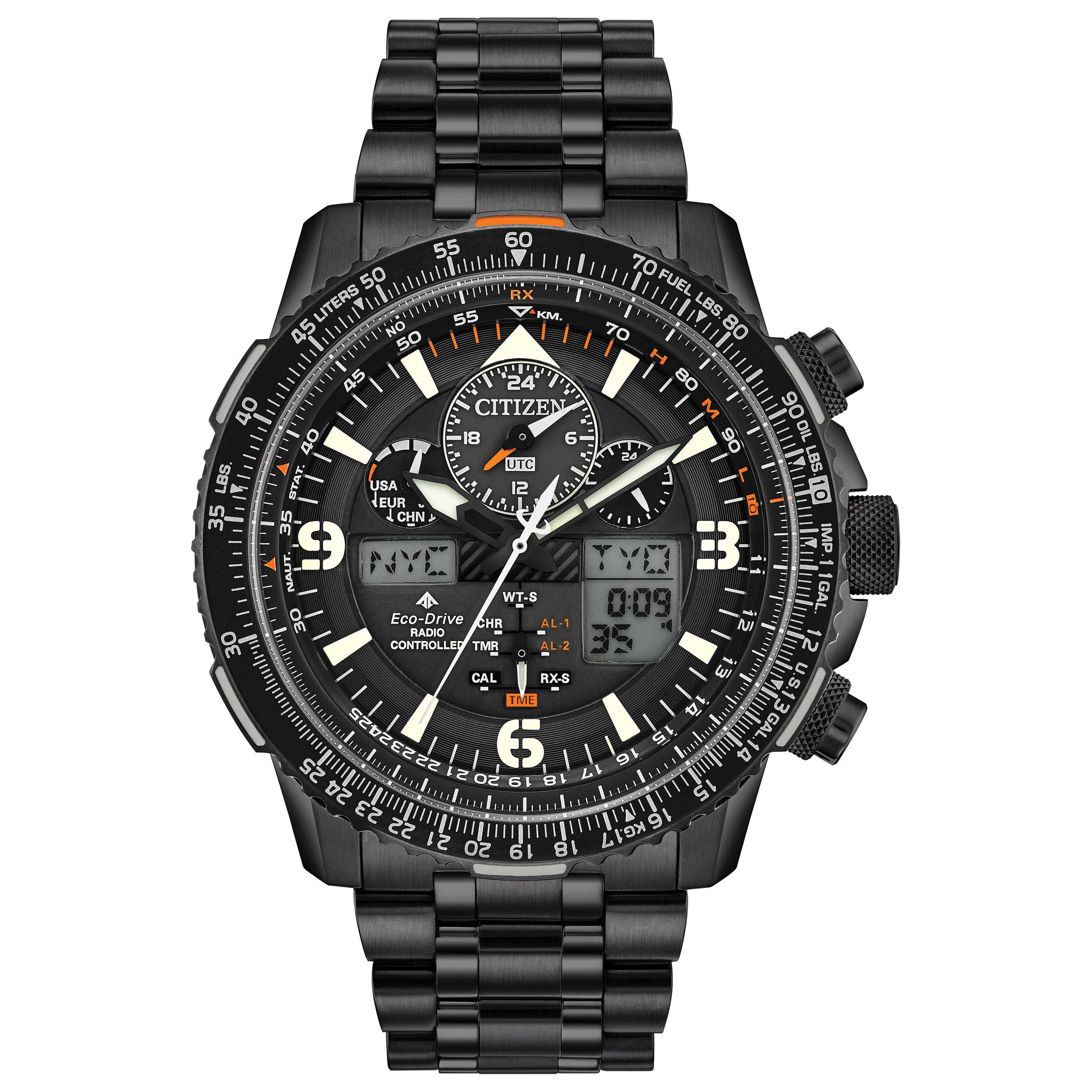 Men's Promaster Skyhawk A-T Eco-Drive Black IP Stainless Steel Watch, Black Dial