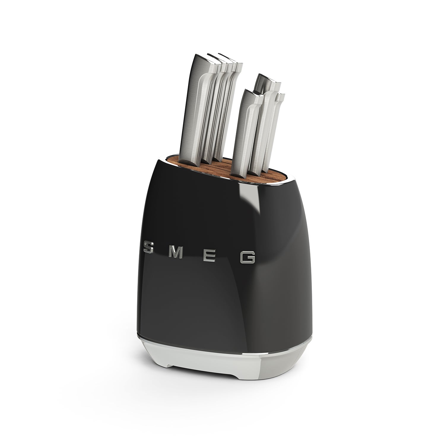 Retro-Style 6pc Knife Block Set Black