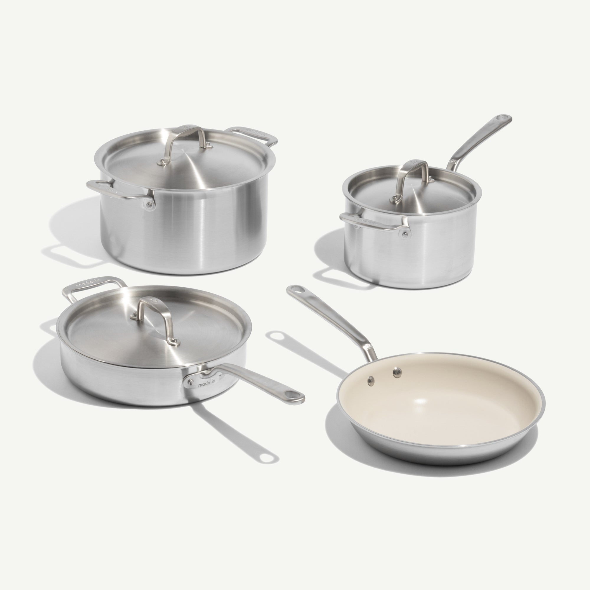 CeramiClad 2.0 7pc Non Stick Cookware Set Sand w/ Stainless Handles