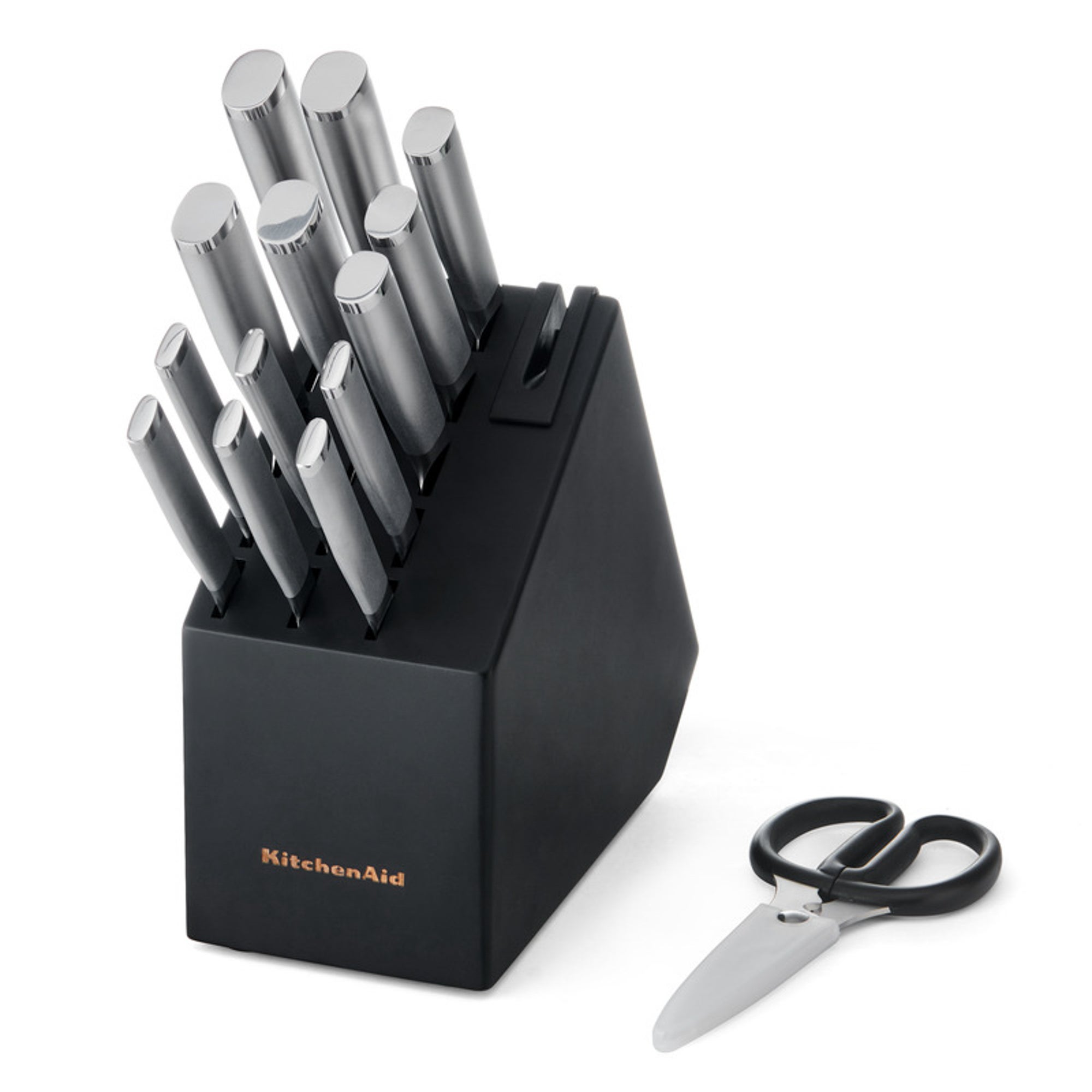 15pc Forged Self-Sharpening SS Knife Block Set Black