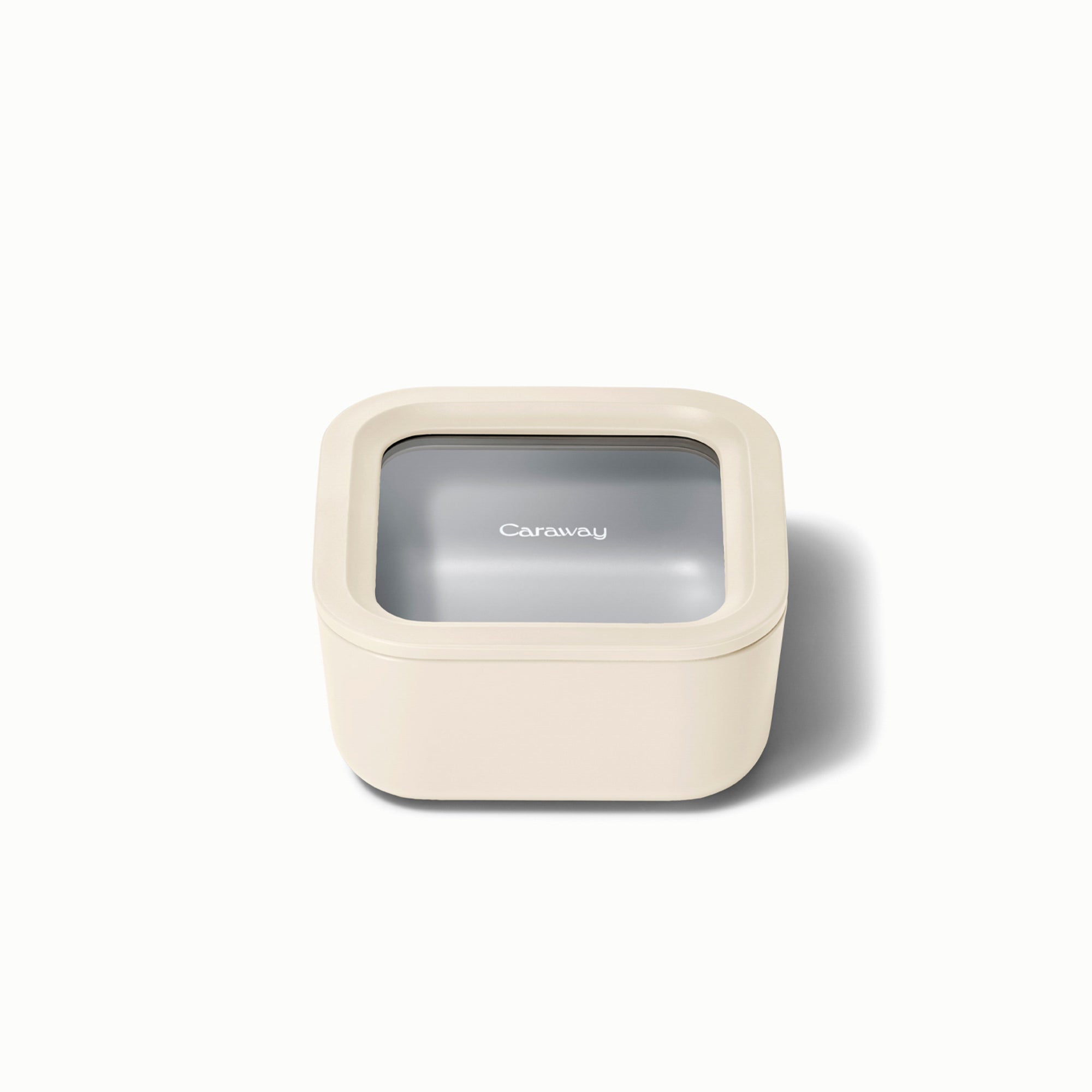 4.4 Cup Glass Food Container Square Shape w/ Lid Cream