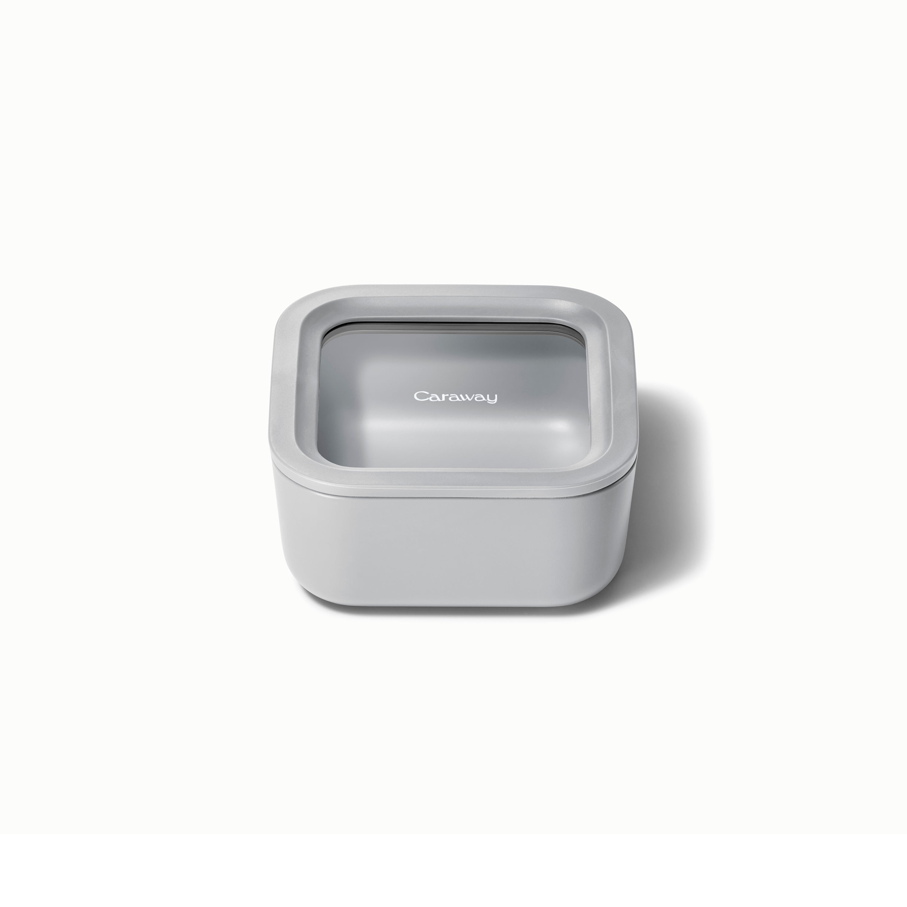 4.4 Cup Glass Food Container Square Shape w/ Lid Gray