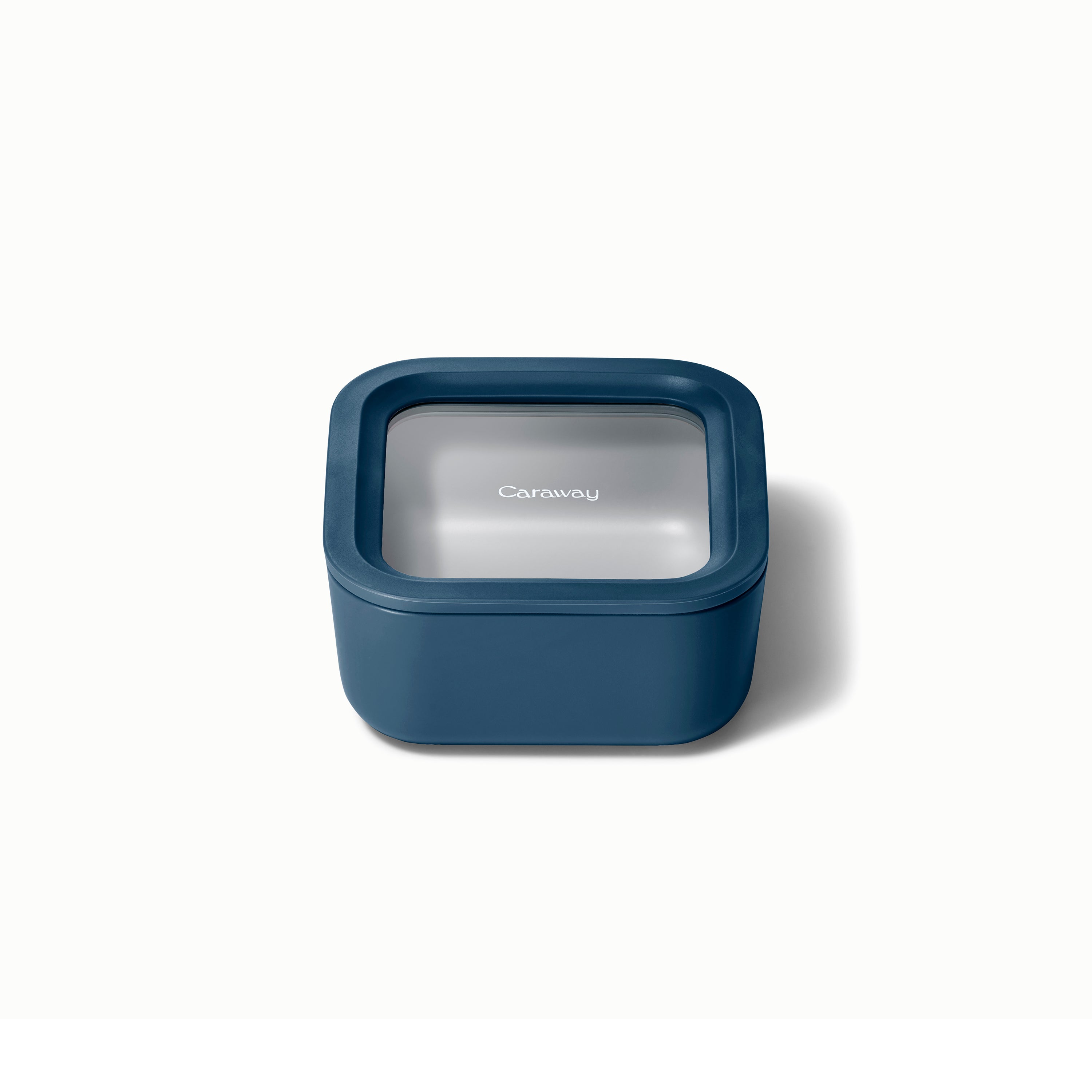 4.4 Cup Glass Food Container Square Shape w/ Lid Navy