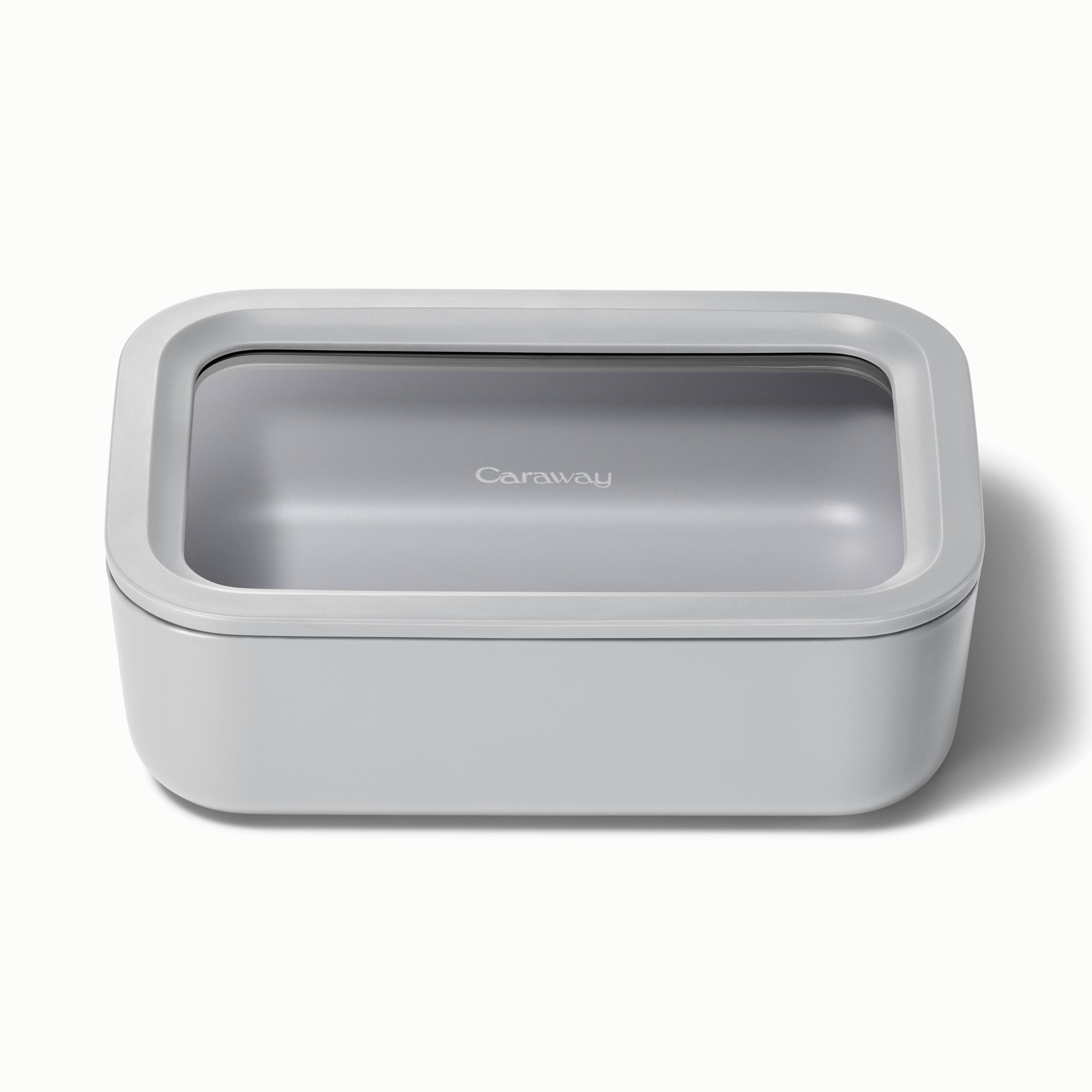 6.6 Cup Glass Food Container Rectangular Shape w/ Lid Gray