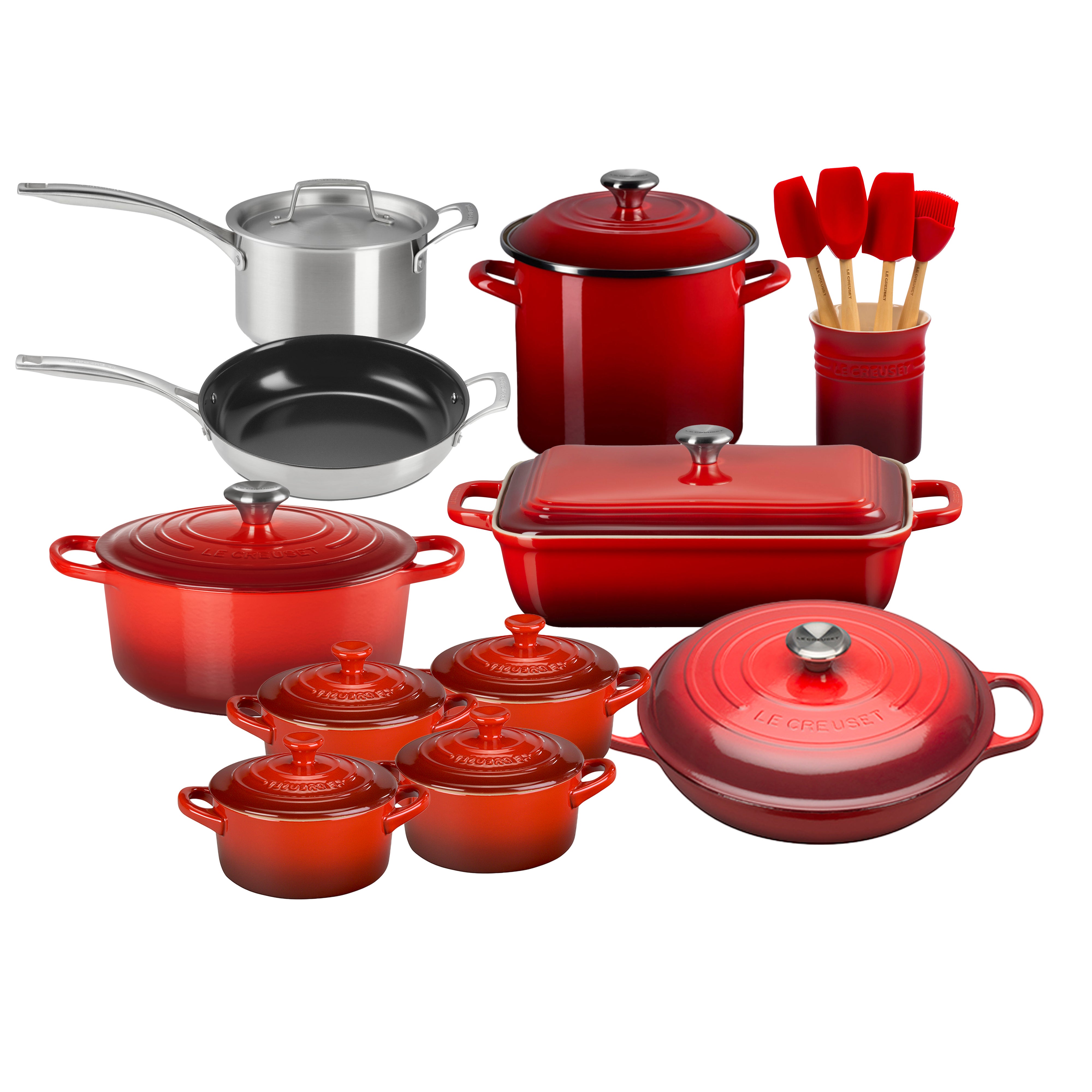 20pc Mixed Material Kitchen Set Cerise